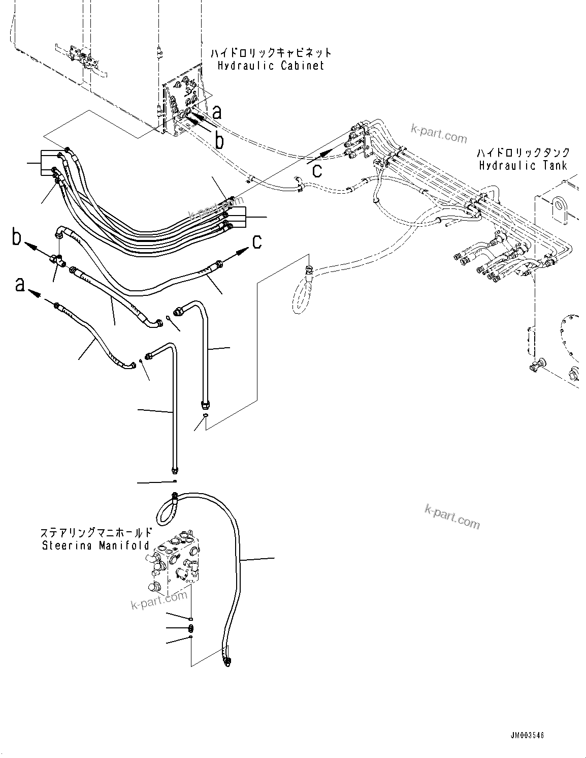 Komatsu parts book diagram for HD1500-7 S/N 80138-UP (-40 deg C) Chassis only: BRAKE PIPING, L.H. (#80138-)