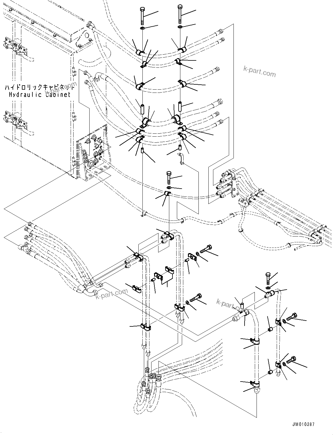 Komatsu parts book diagram for HD1500-7 S/N 80138-UP (-40 deg C) Chassis only: BRAKE PIPING, MOUNTING, L.H. (2/4) (#80138-)