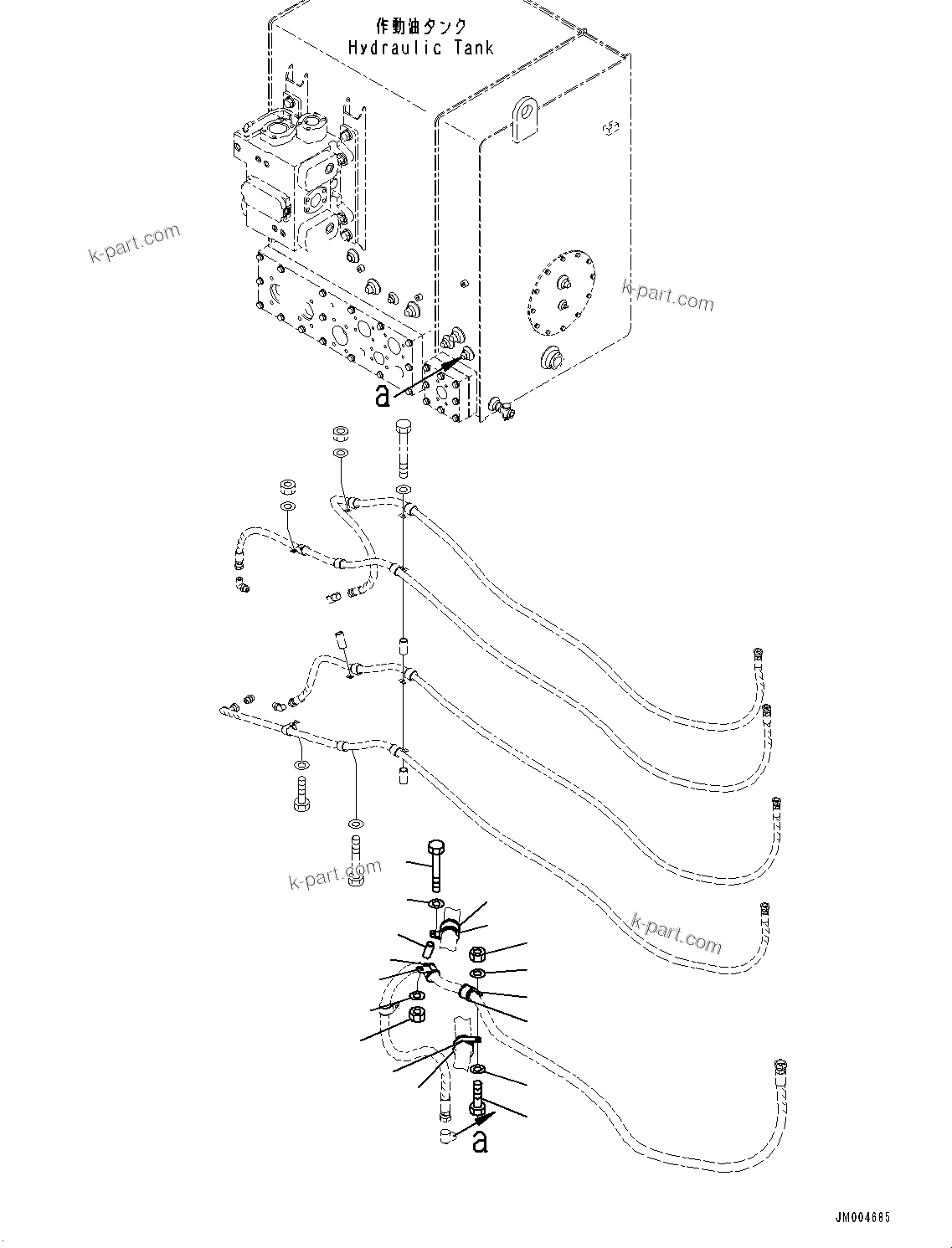 Komatsu parts book diagram for HD1500-7 S/N 80138-UP (-40 deg C) Chassis only: BRAKE PIPING, MOUNTING, L.H. (4/4) (#80138-)