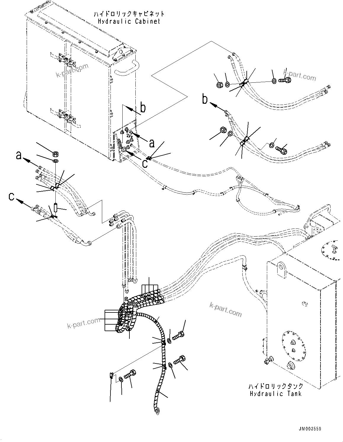 Komatsu parts book diagram for HD1500-7 S/N 80138-UP (-40 deg C) Chassis only: BRAKE PIPING, R.H. (#80138-)
