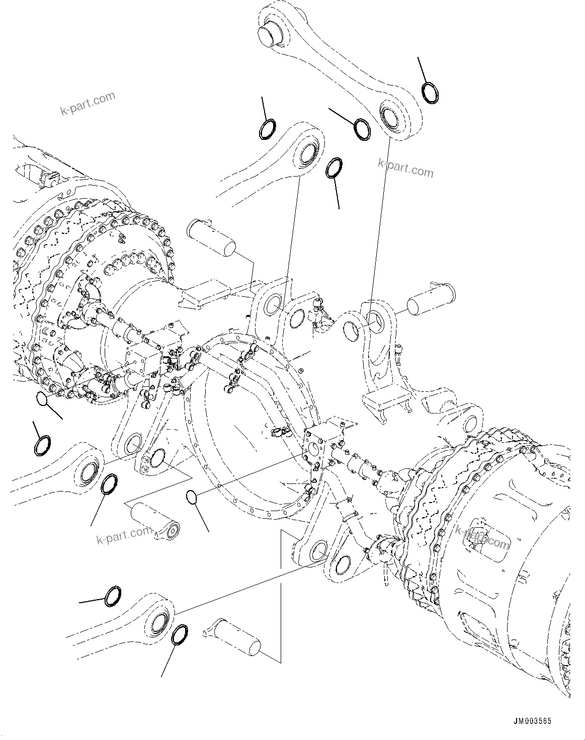 Komatsu parts book diagram for HD1500-7 S/N 80138-UP (-40 deg C) Chassis only: REAR AXLE RELATED PARTS (#80138-)