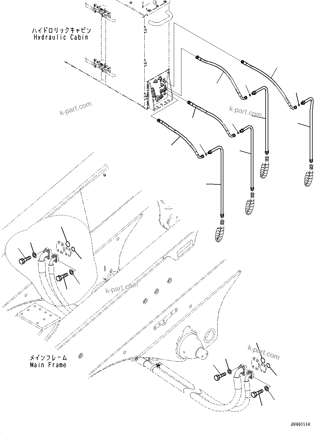 Komatsu parts book diagram for HD1500-7 S/N 80138-UP (-40 deg C) Chassis only: HOIST HYDRAULIC PIPING (#80138-)