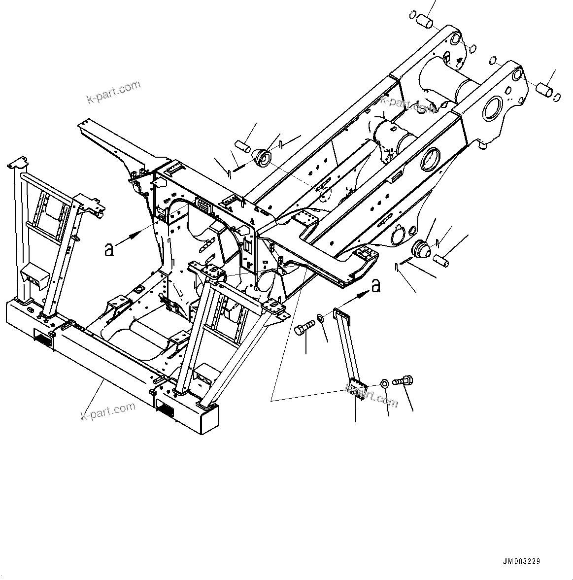 Komatsu parts book diagram for HD1500-7 S/N 80138-UP (-40 deg C) Chassis only: MAIN FRAME, FRAME (#80138-)