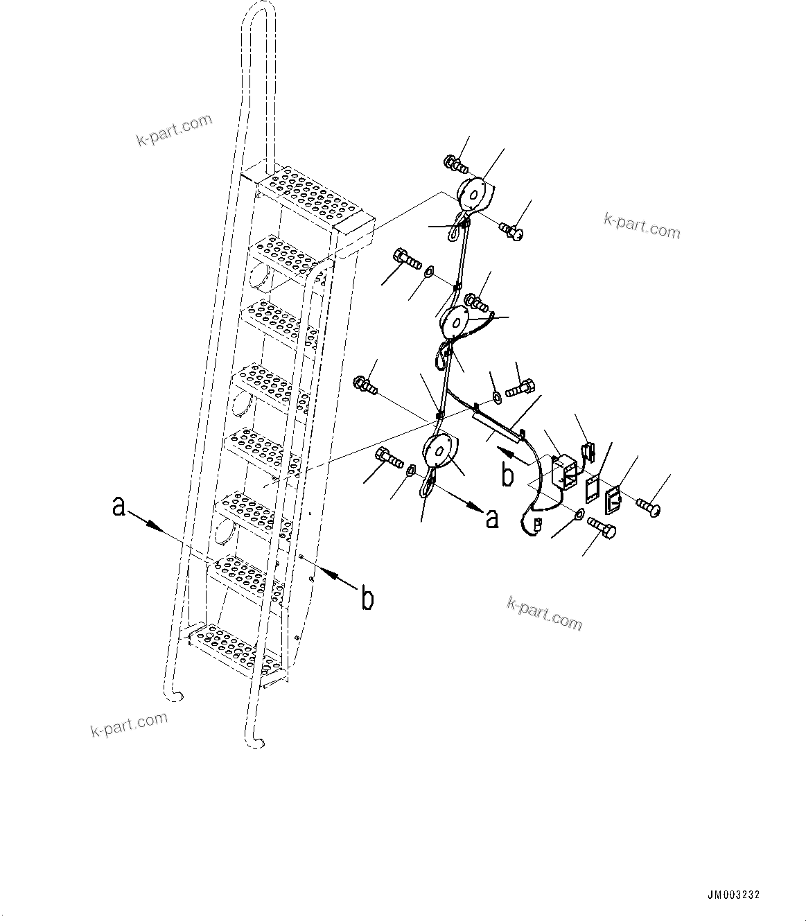 Komatsu parts book diagram for HD1500-7 S/N 80138-UP (-40 deg C) Chassis only: LADDER, LAMP (#80138-)