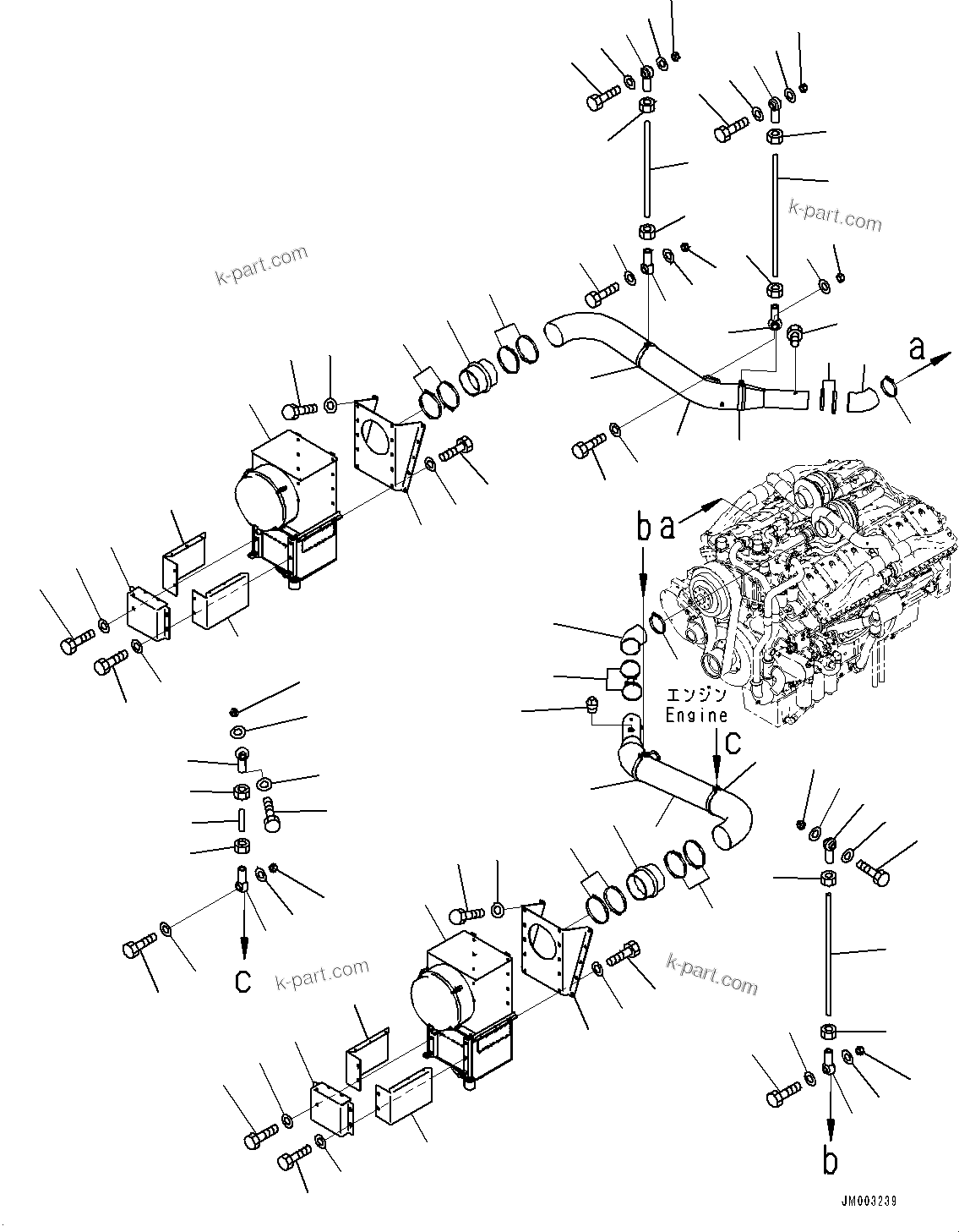 Komatsu parts book diagram for HD1500-7 S/N 80138-UP (-40 deg C) Chassis only: AIR INTAKE MANIFOLD (#80138-)