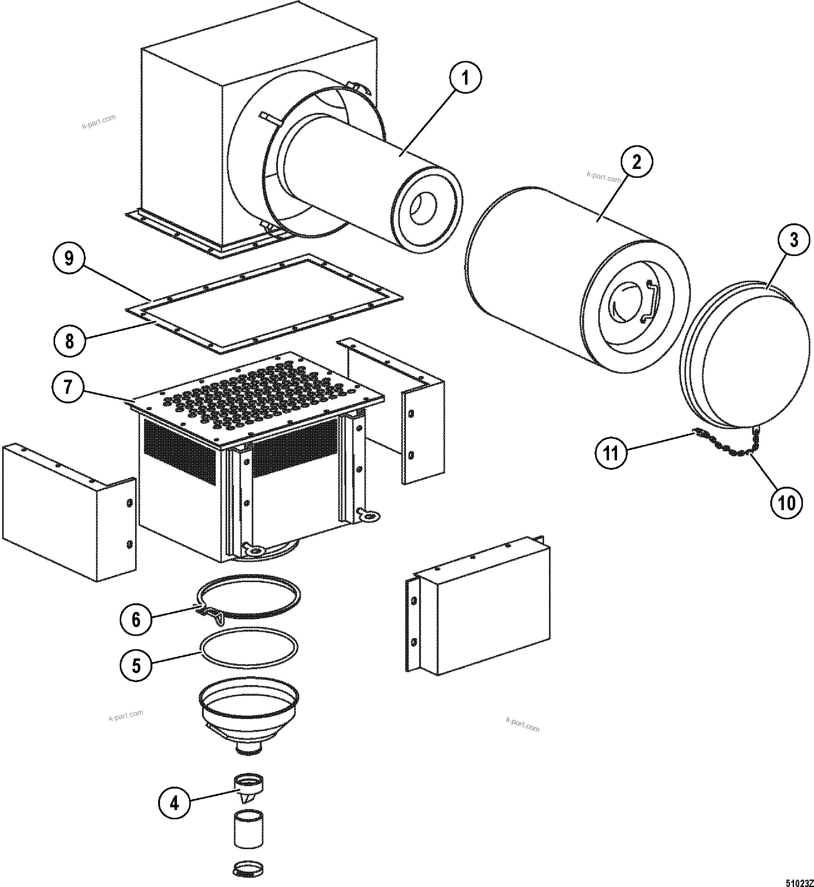 Komatsu parts book diagram for HD1500-7 S/N 80138-UP (-40 deg C) Chassis only: AIR INTAKE MANIFOLD, AIR CLEANER ASSEMBLY (#80138-)