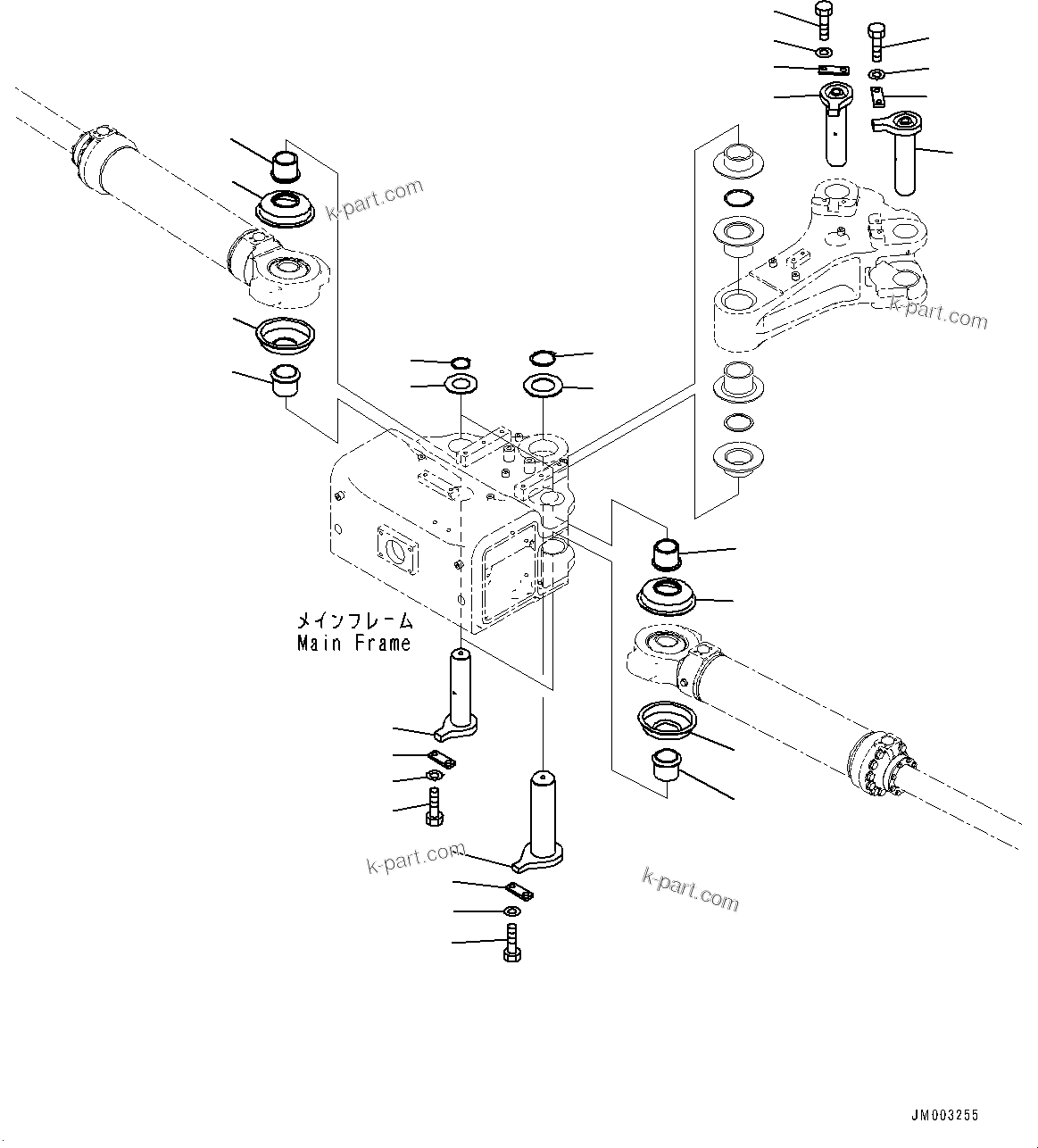 Komatsu parts book diagram for HD1500-7 S/N 80138-UP (-40 deg C) Chassis only: STEERING CYLINDER, PIN (#80138-)