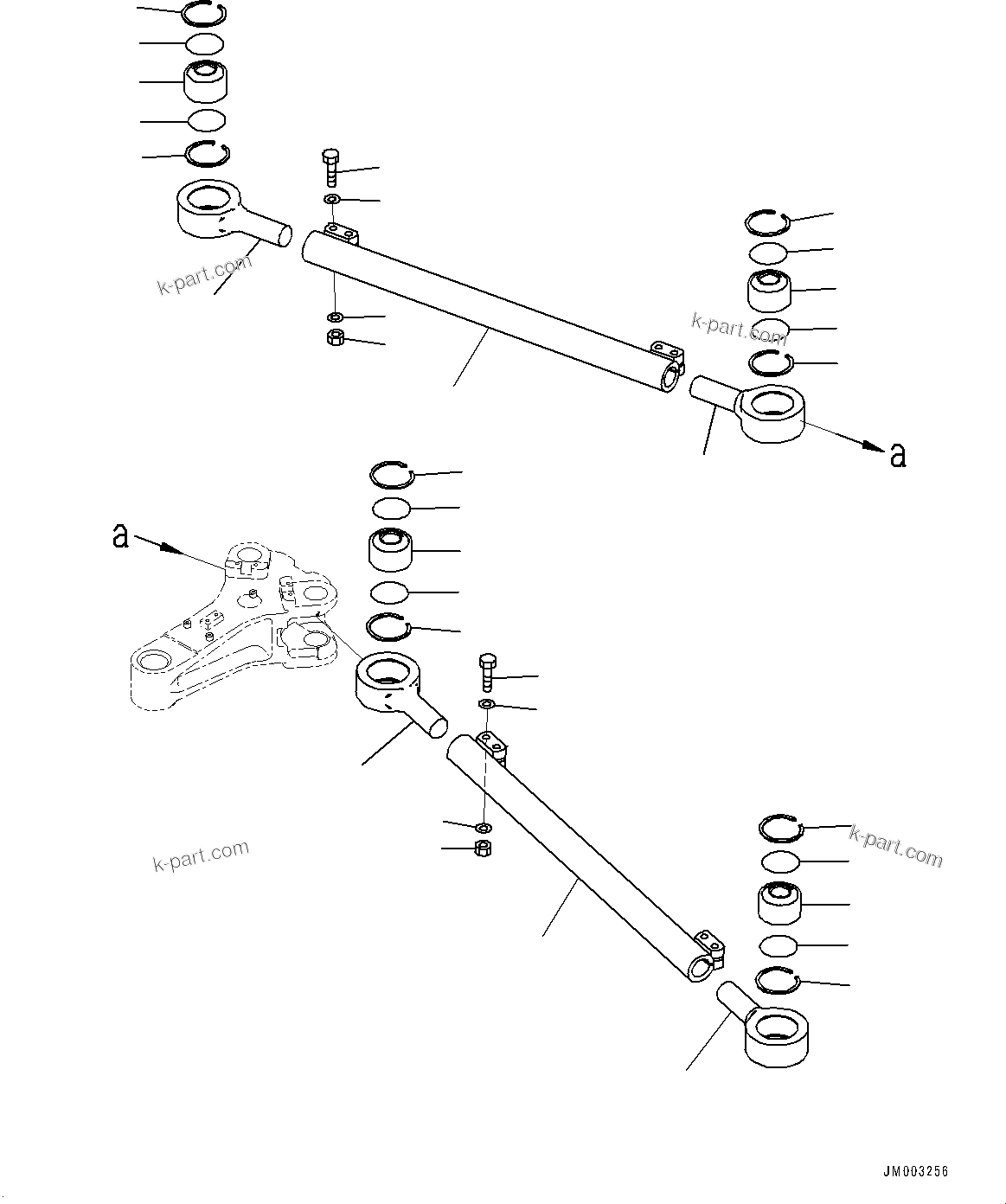 Komatsu parts book diagram for HD1500-7 S/N 80138-UP (-40 deg C) Chassis only: STEERING CYLINDER, ROD (#80138-)