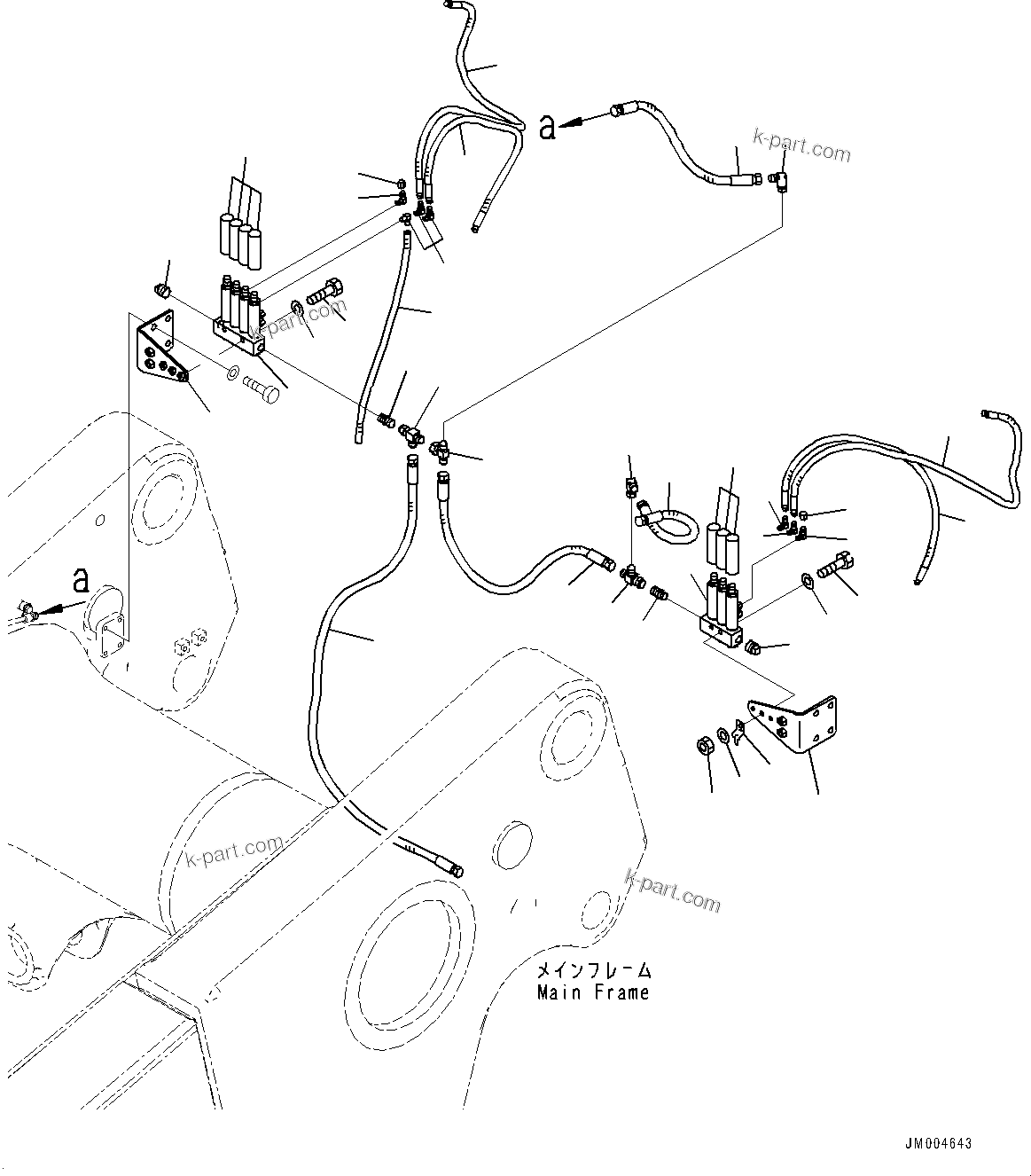 Komatsu parts book diagram for HD1500-7 S/N 80138-UP (-40 deg C) Chassis only: REAR LUBRICATION PIPING (#80138-)