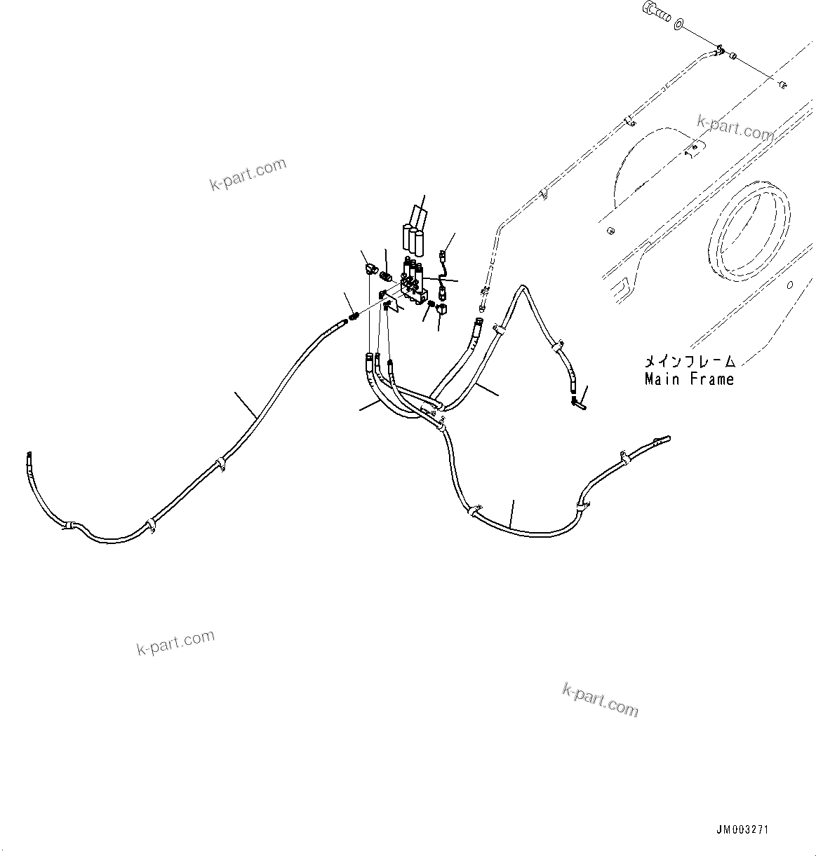 Komatsu parts book diagram for HD1500-7 S/N 80138-UP (-40 deg C) Chassis only: LUBRICATION PIPING L.H., (1/2) (#80138-)
