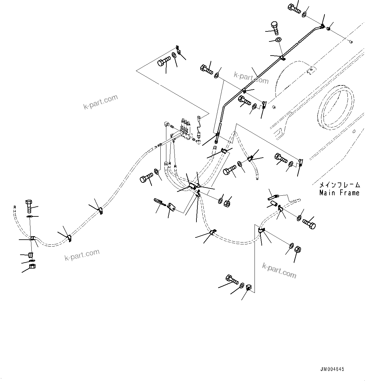 Komatsu parts book diagram for HD1500-7 S/N 80138-UP (-40 deg C) Chassis only: LUBRICATION PIPING L.H., (2/2) (#80138-)