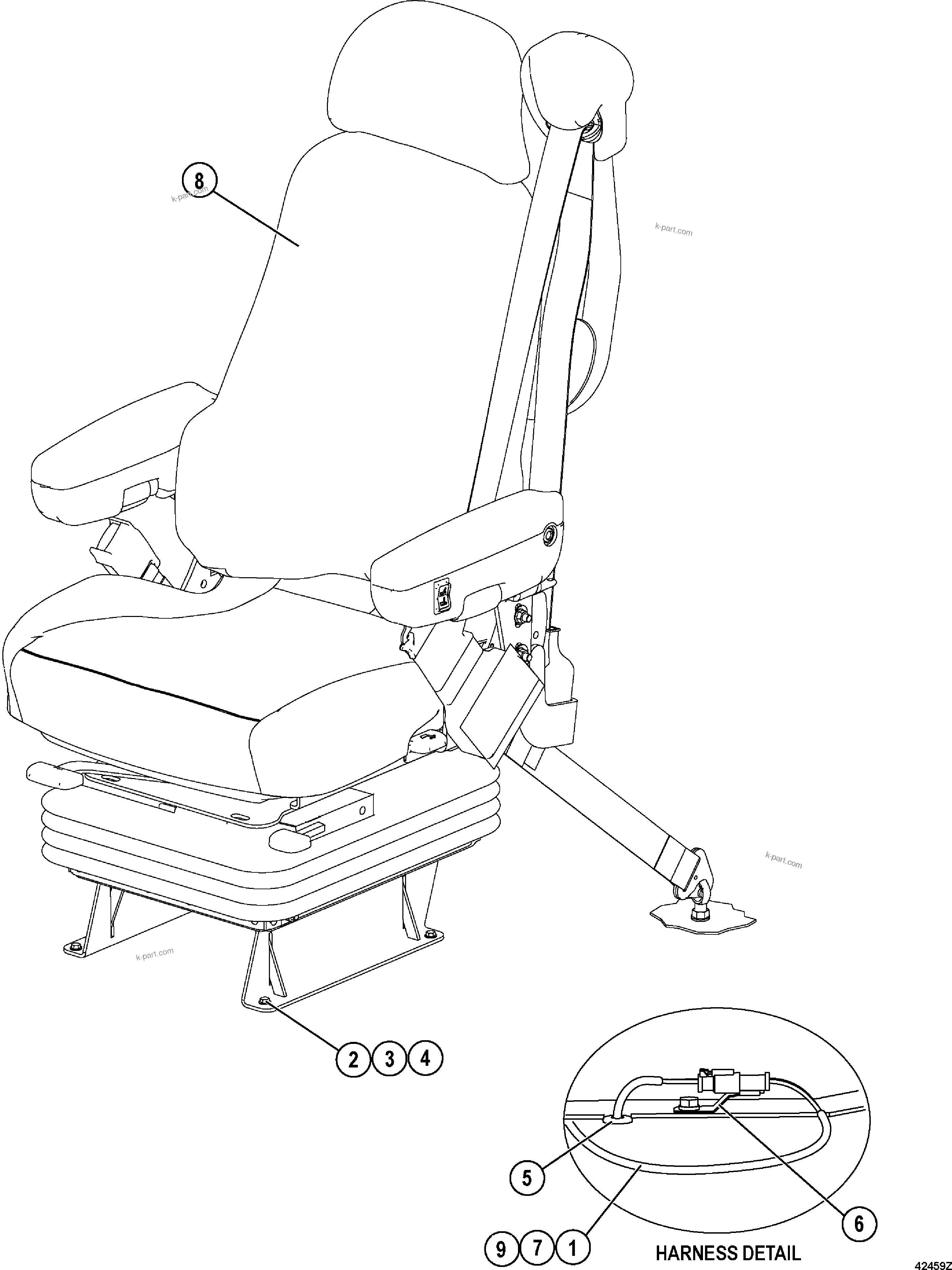 Komatsu parts book diagram for HD1500-7 S/N 80138-UP (-40 deg C) Chassis only: CAB, OPERATOR'S SEAT RELATED PARTS (#80138-)