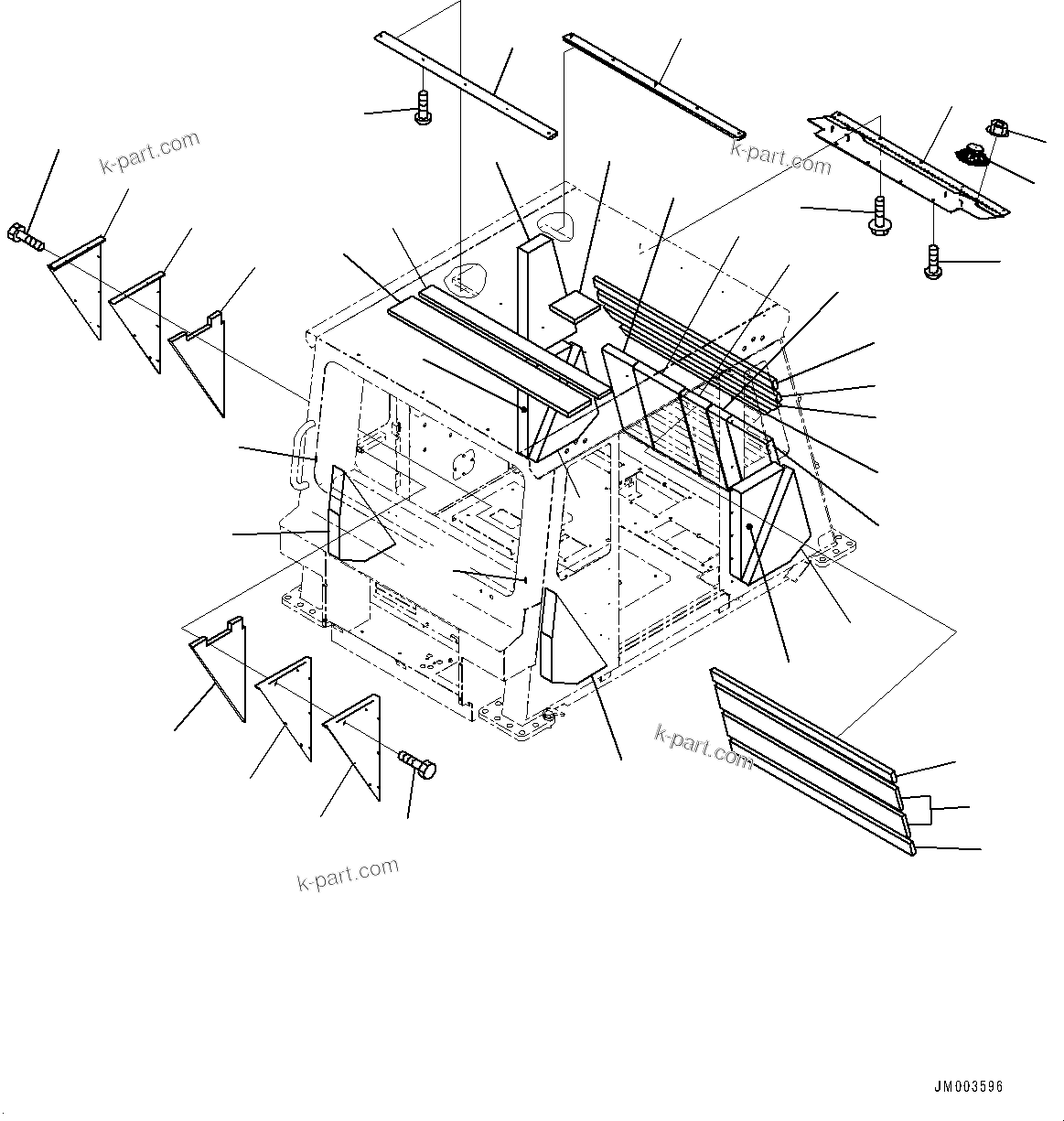Komatsu parts book diagram for HD1500-7 S/N 80138-UP (-40 deg C) Chassis only: CAB, CUSHION (#80138-)