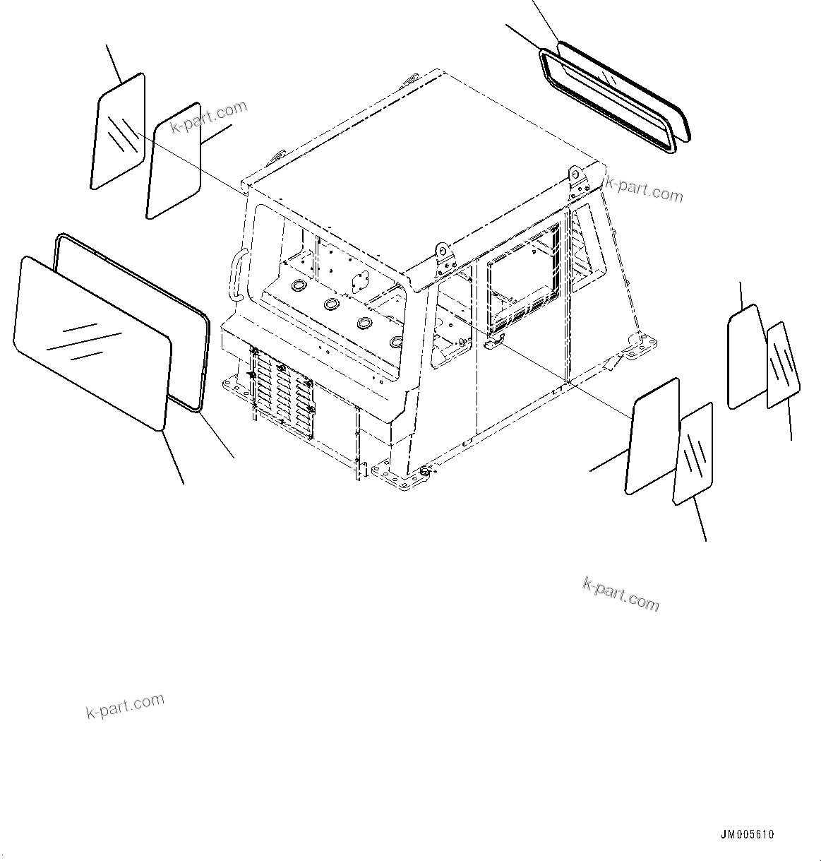 Komatsu parts book diagram for HD1500-7 S/N 80138-UP (-40 deg C) Chassis only: CAB, GLASS WINDOW (#80138-)