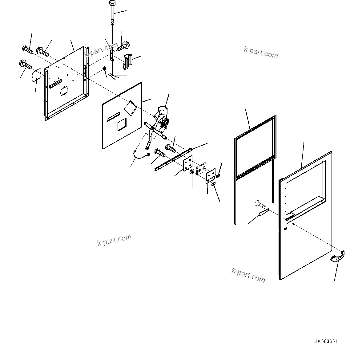 Komatsu parts book diagram for HD1500-7 S/N 80138-UP (-40 deg C) Chassis only: CAB, DOOR, L.H. (2/2) (#80138-)