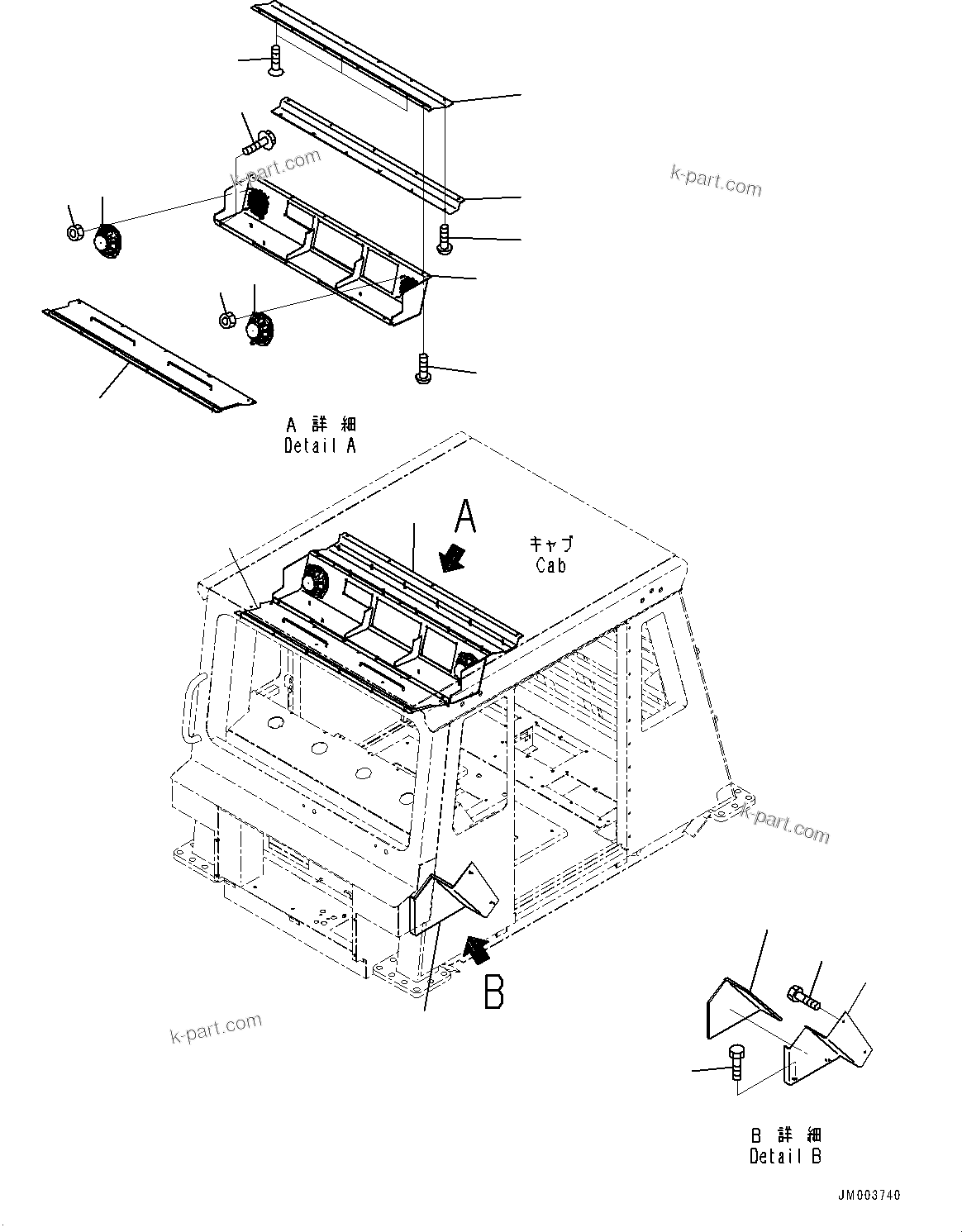 Komatsu parts book diagram for HD1500-7 S/N 80138-UP (-40 deg C) Chassis only: CAB, INTERIOR (#80138-)