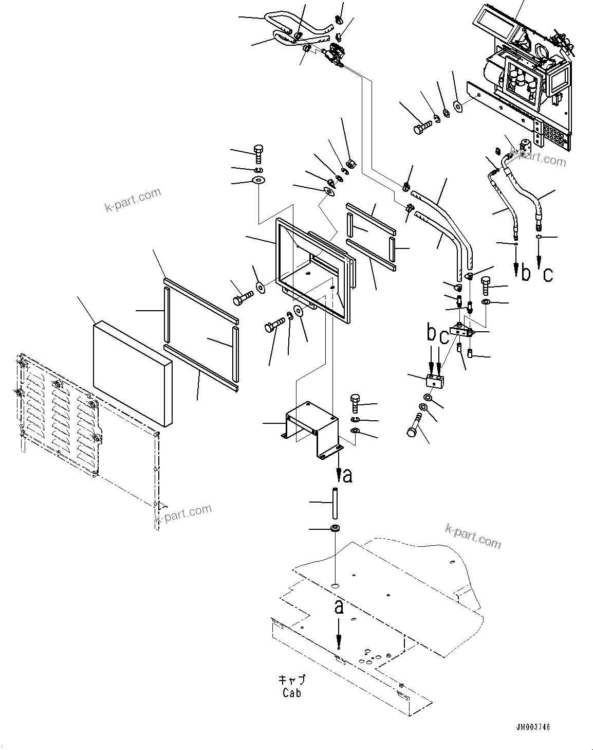 Komatsu parts book diagram for HD1500-7 S/N 80138-UP (-40 deg C) Chassis only: CAB, HEATER UNIT (#80138-)