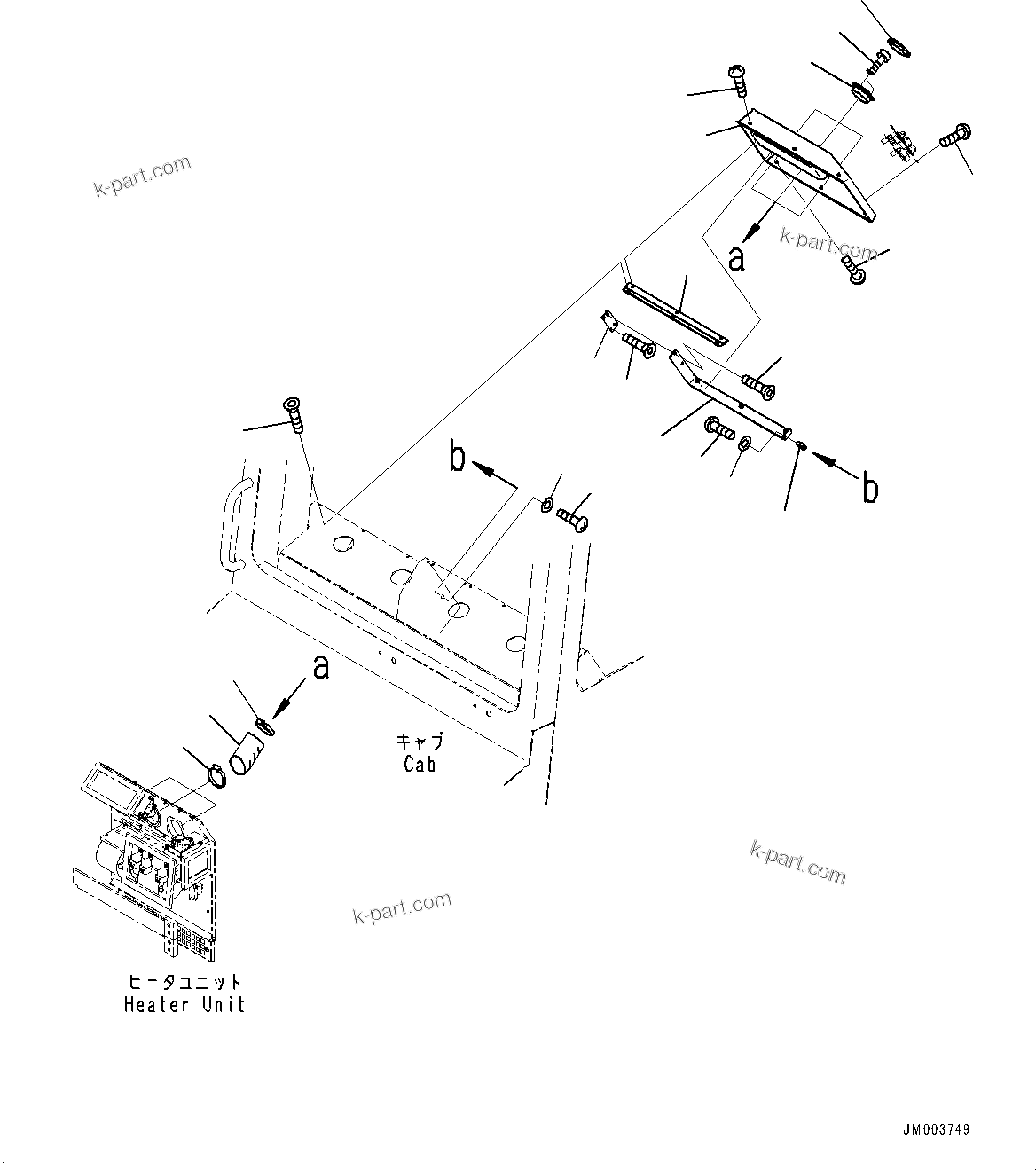 Komatsu parts book diagram for HD1500-7 S/N 80138-UP (-40 deg C) Chassis only: CAB, HEATER RELATED PARTS (#80138-)