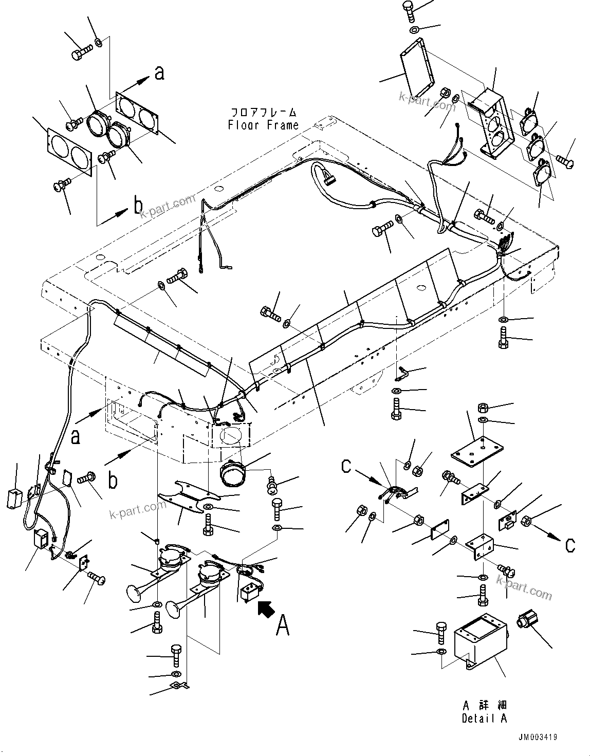 Komatsu parts book diagram for HD1500-7 S/N 80138-UP (-40 deg C) Chassis only: PLATFORM L.H., ELECTRIC PARTS (#80138-)