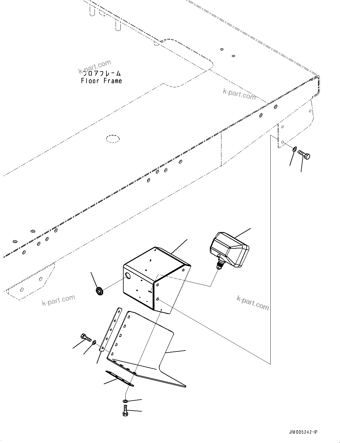 Komatsu parts book diagram for HD1500-7 S/N 80138-UP (-40 deg C) Chassis only: PLATFORM L.H., BACK-UP LAMP (#80222-)