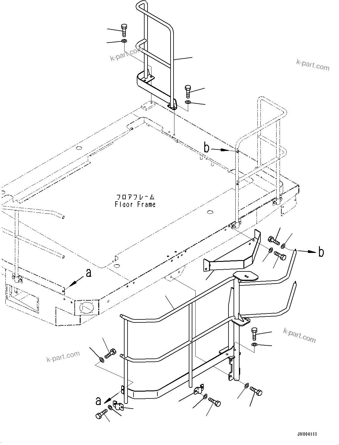 Komatsu parts book diagram for HD1500-7 S/N 80138-UP (-40 deg C) Chassis only: PLATFORM L.H., GUARD (#80138-)