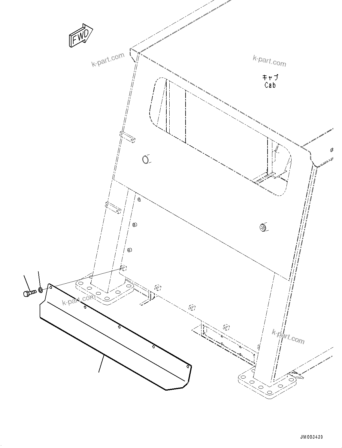 Komatsu parts book diagram for HD1500-7 S/N 80138-UP (-40 deg C) Chassis only: REAR COVER, CAB (#80138-)
