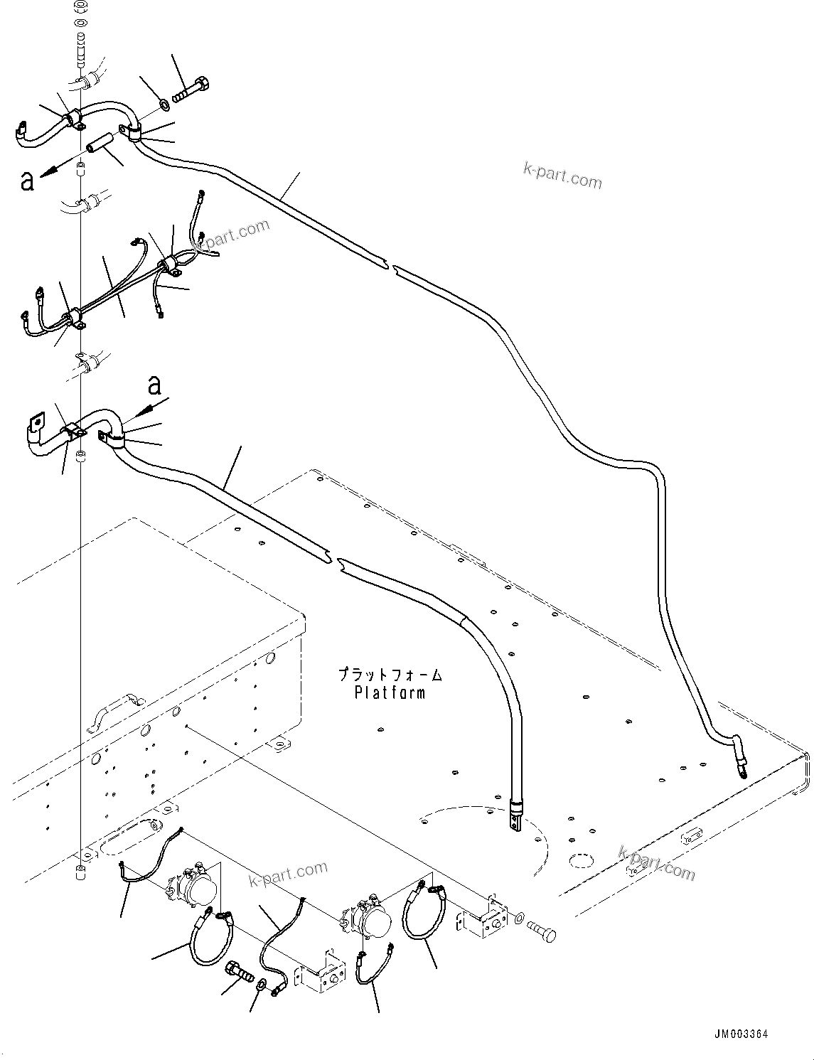 Komatsu parts book diagram for HD1500-7 S/N 80138-UP (-40 deg C) Chassis only: PLATFORM R.H., BATTERY RELAY WIRING HARNESS (#80229-)