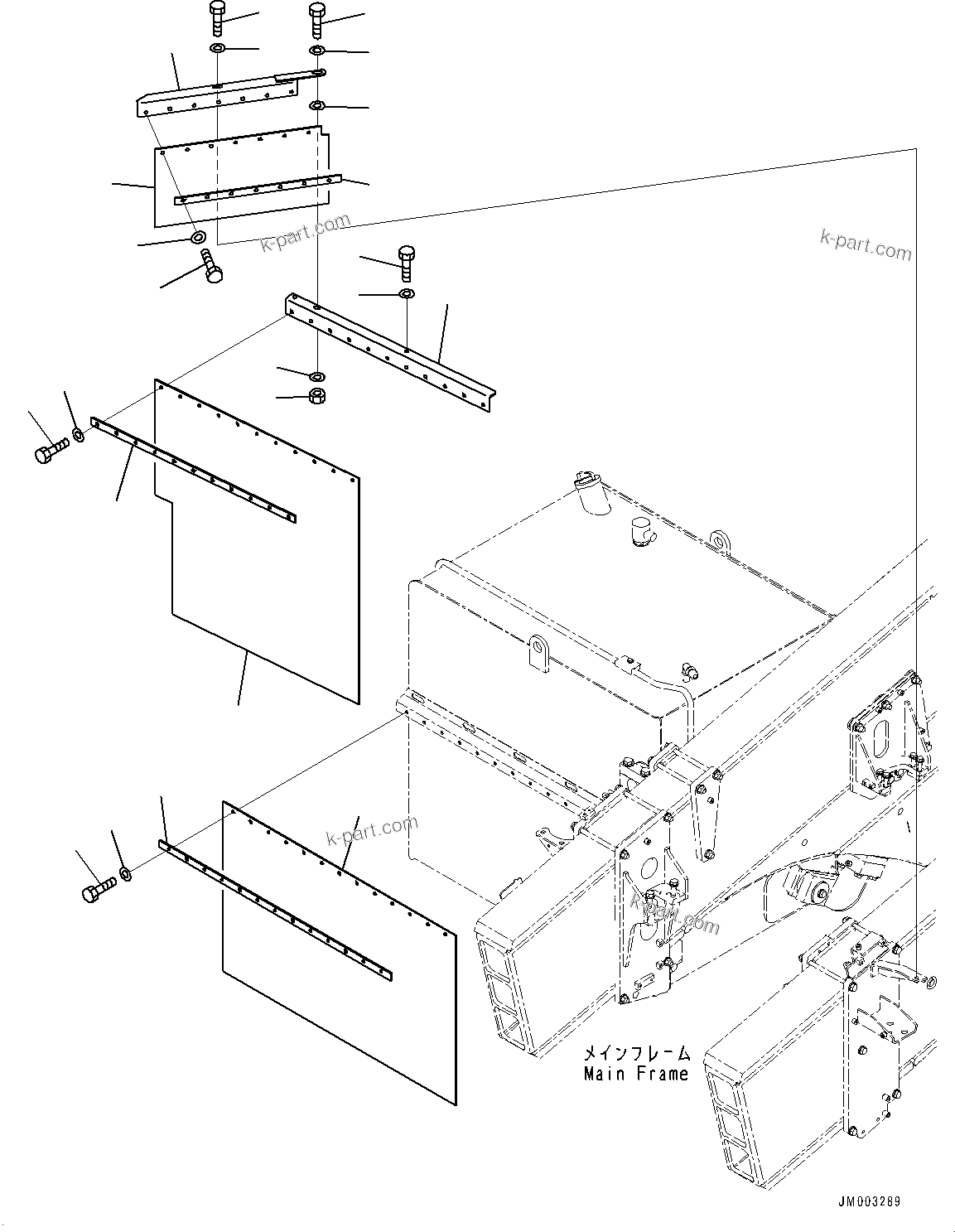 Komatsu parts book diagram for HD1500-7 S/N 80138-UP (-40 deg C) Chassis only: MUDGUARD, FENDER (#80138-)