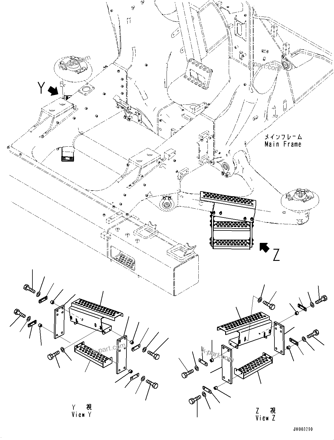 Komatsu parts book diagram for HD1500-7 S/N 80138-UP (-40 deg C) Chassis only: STEP (#80138-)