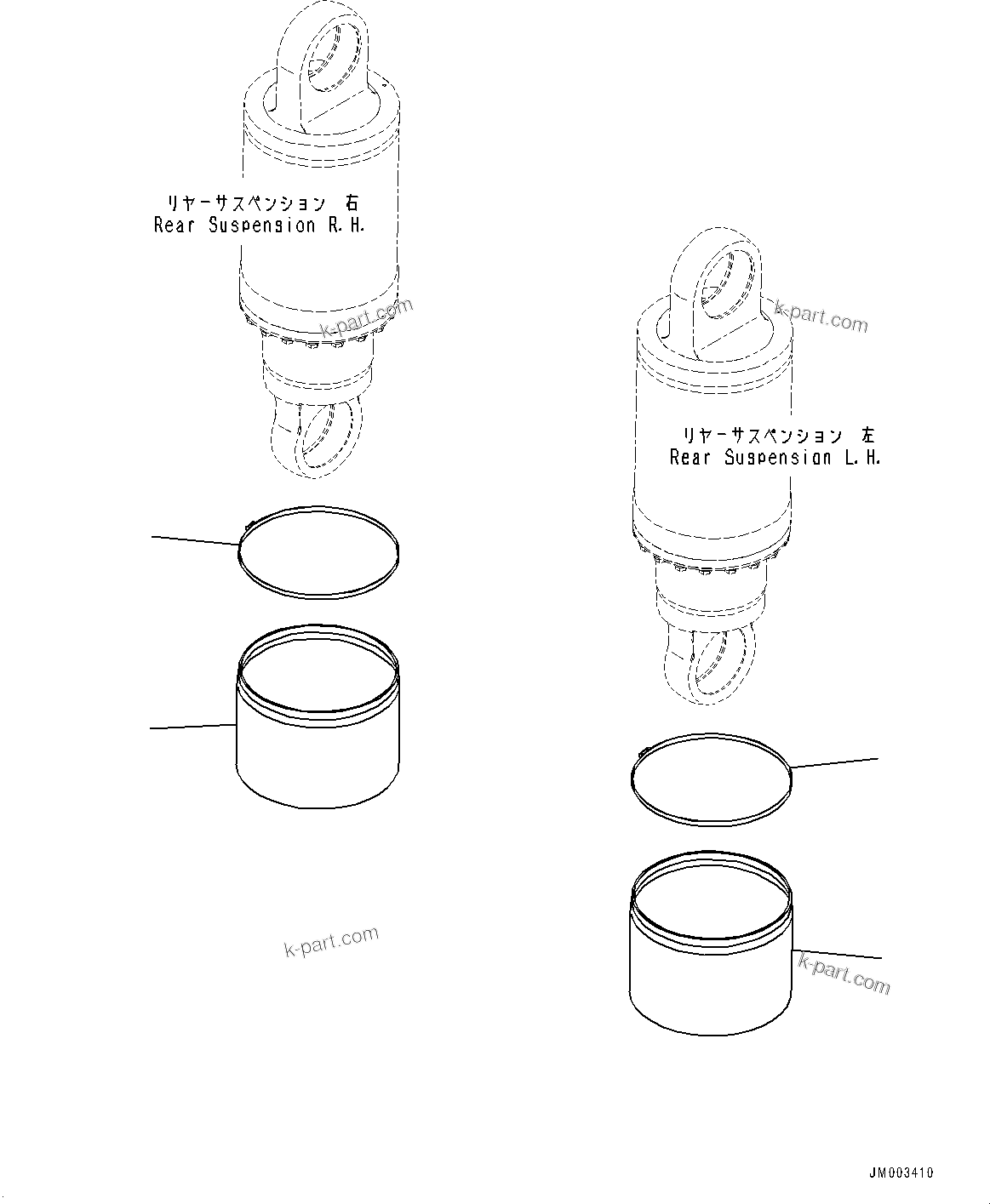 Komatsu parts book diagram for HD1500-7 S/N 80138-UP (-40 deg C) Chassis only: REAR SUSPENSION (#80138-)