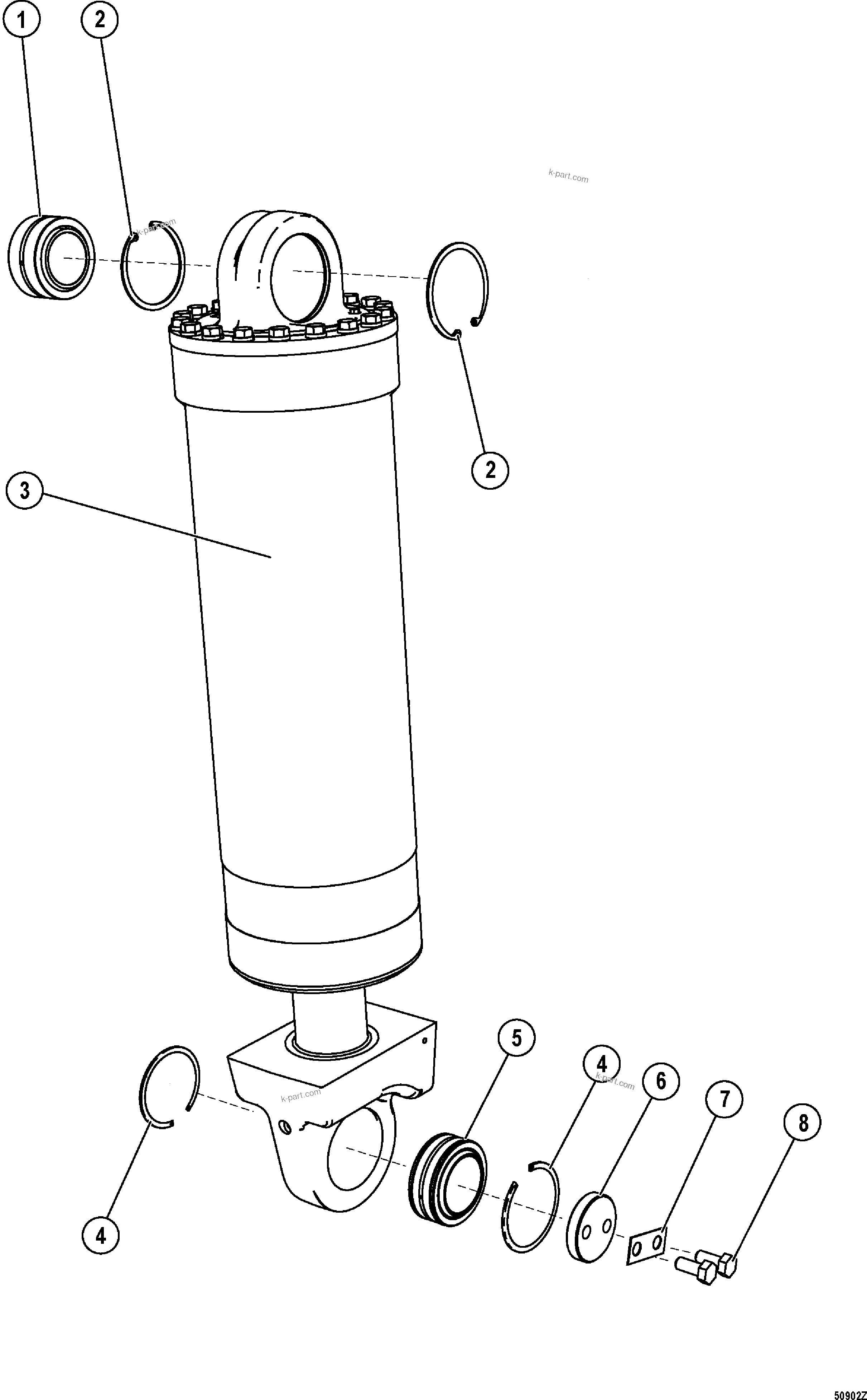 Komatsu parts book diagram for HD1500-7 S/N 80138-UP (-40 deg C) Chassis only: HOIST CYLINDER (#80138-)