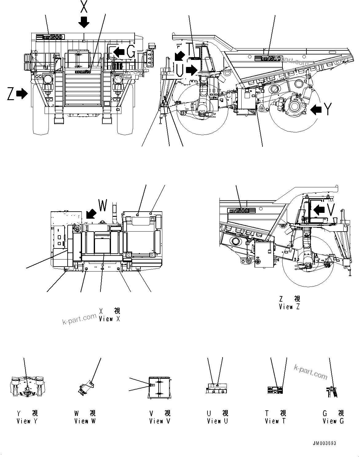 Komatsu parts book diagram for HD1500-7 S/N 80138-UP (-40 deg C) Chassis only: MARKS AND PLATES, (2/2) (#80138-)