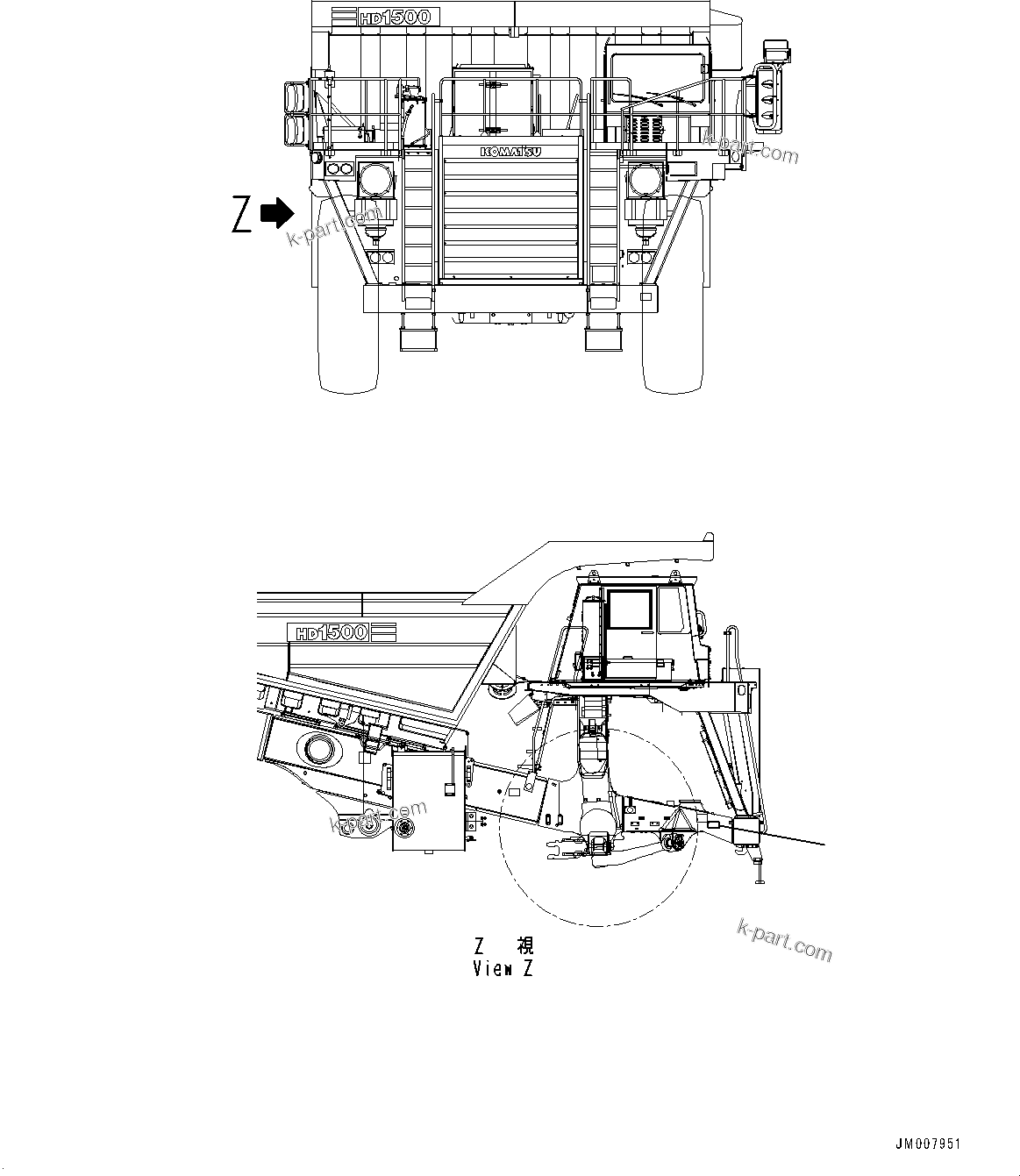 Komatsu parts book diagram for HD1500-7 S/N 80138-UP (-40 deg C) Chassis only: NAME PLATE, SERIAL NO. (#80138-)