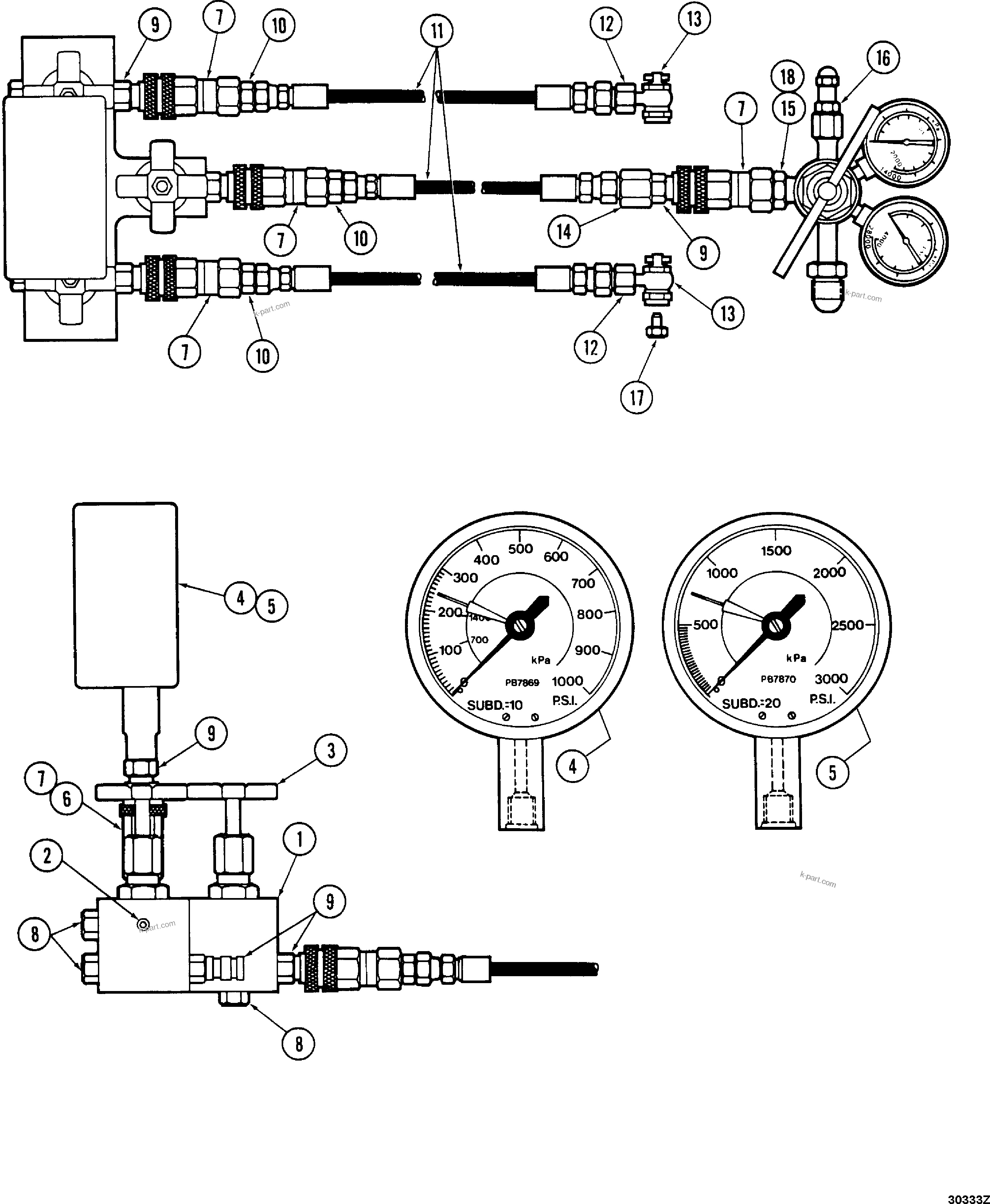 Komatsu parts book diagram for HD1500-7 S/N 80138-UP (-40 deg C) Chassis only: CHARGING MANIFOLD (#80138-)