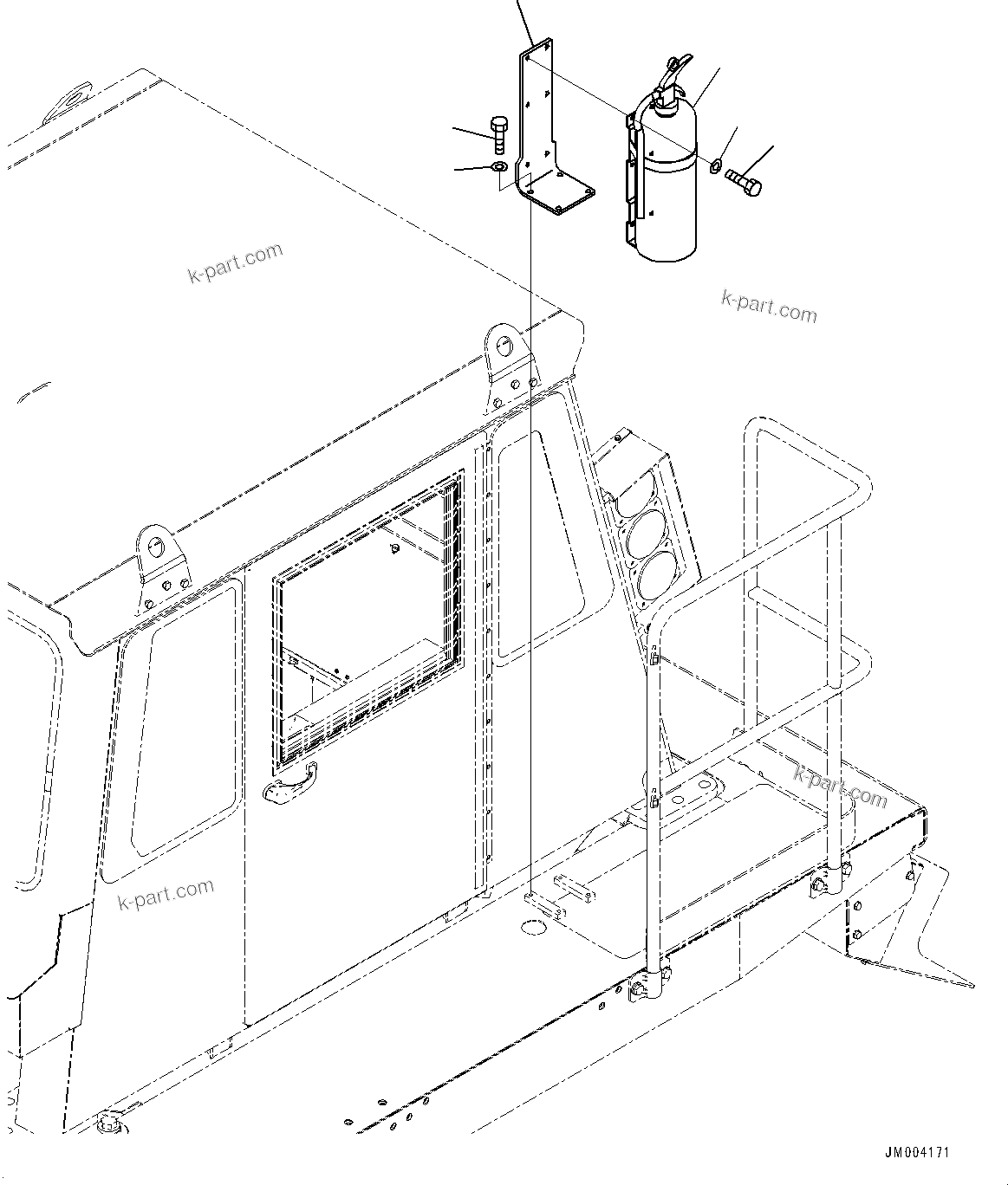 Komatsu parts book diagram for HD1500-7 S/N 80138-UP (-40 deg C) Chassis only: FIRE EXTINGUISHER (#80138-)