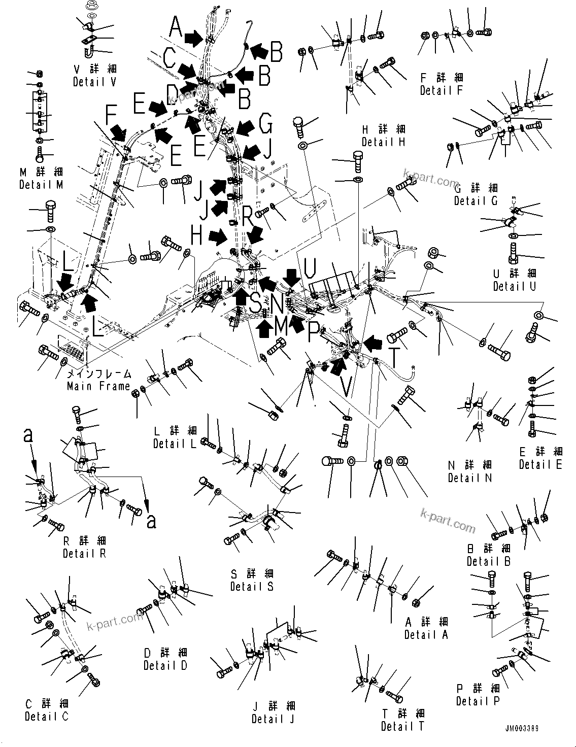 Komatsu parts book diagram for HD1500-7 S/N 80138-UP (-40 deg C) Chassis only: AUTO-GREASING SYSTEM, PIPING MOUNTING (#80138-)