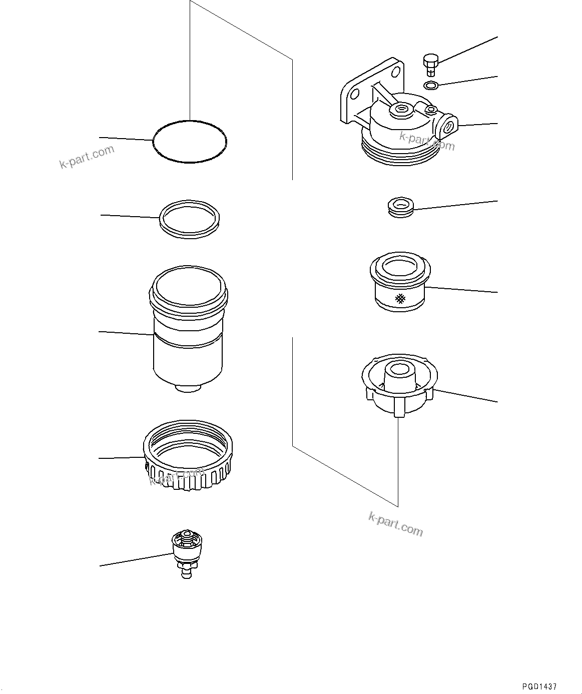 Komatsu parts book diagram for SAA6D107E-1Q S/N 26598590-UP (For PC220-8M0/PC220LC-8M0): WATER SEPARATOR (#26598590-)