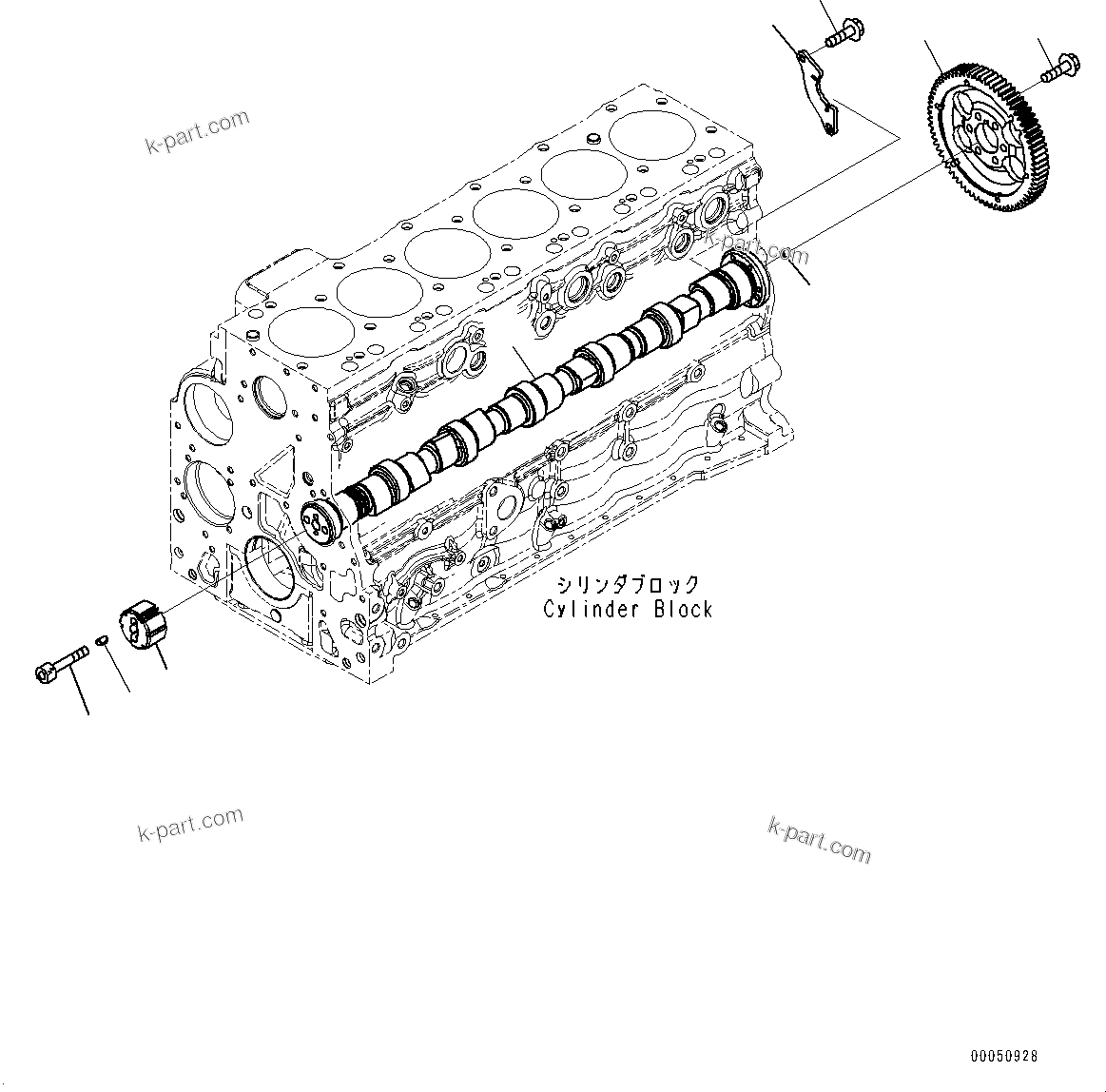 Komatsu parts book diagram for SAA6D107E-1Q S/N 26598590-UP (For PC220-8M0/PC220LC-8M0): PARTS PERFORMANCE, CAMSHAFT (#26630579-)
