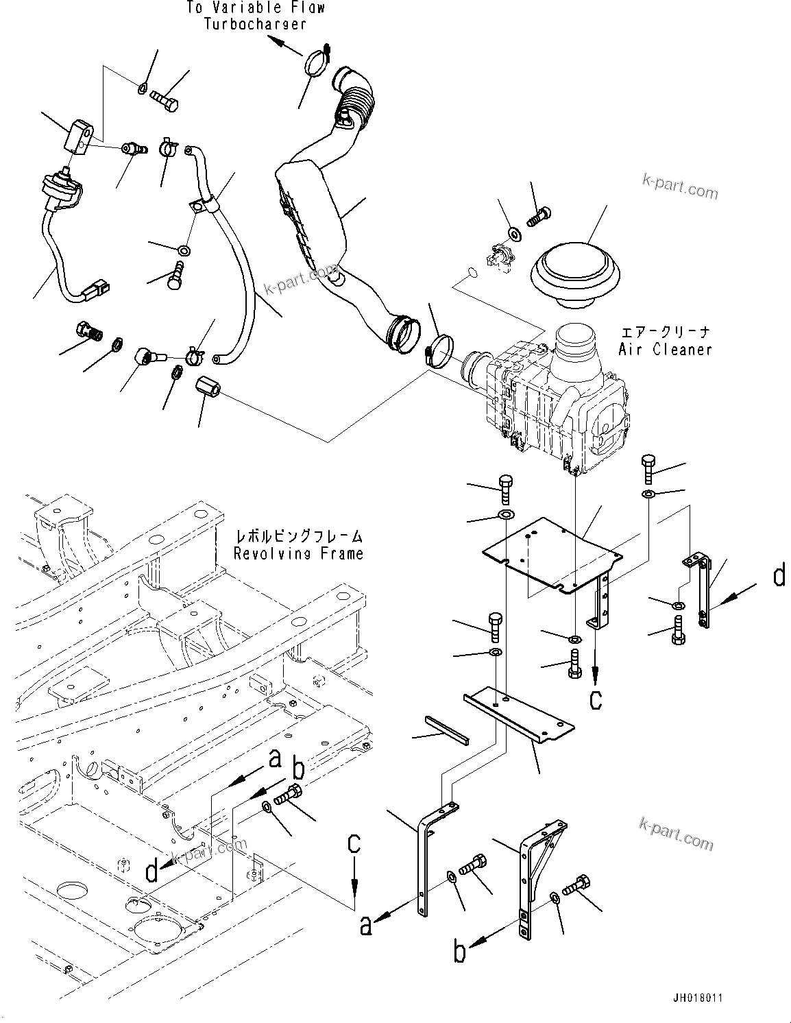 Komatsu parts book diagram for PC170LC-10 S/N 30001-UP: AIR INTAKE PIPING, AIR CLEANER MOUNTING (#30001-)