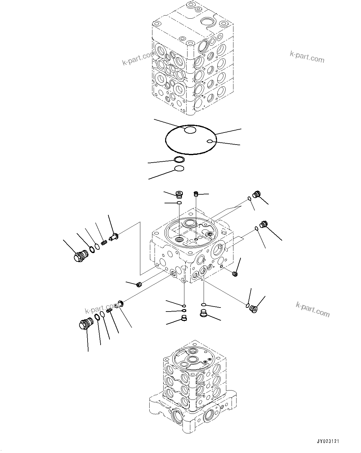 Komatsu parts book diagram for PC170LC-10 S/N 30001-UP: CONTROL VALVE, INNER PARTS (8/27) (#30001-)