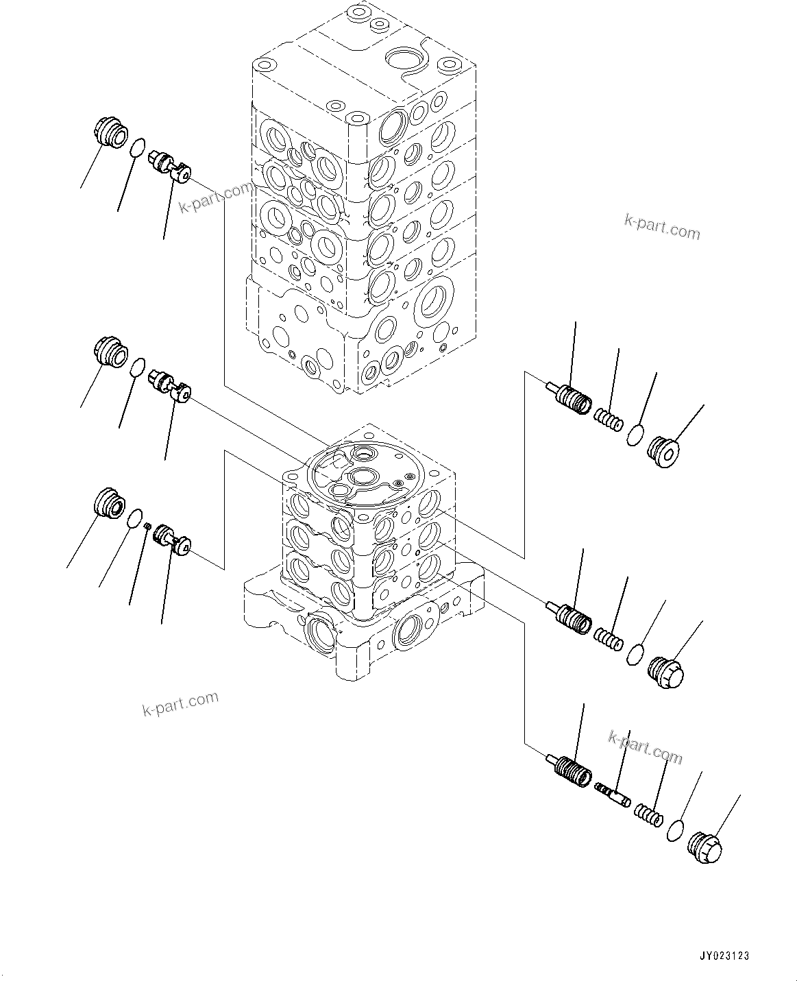 Komatsu parts book diagram for PC170LC-10 S/N 30001-UP: CONTROL VALVE, INNER PARTS (11/27) (#30001-)