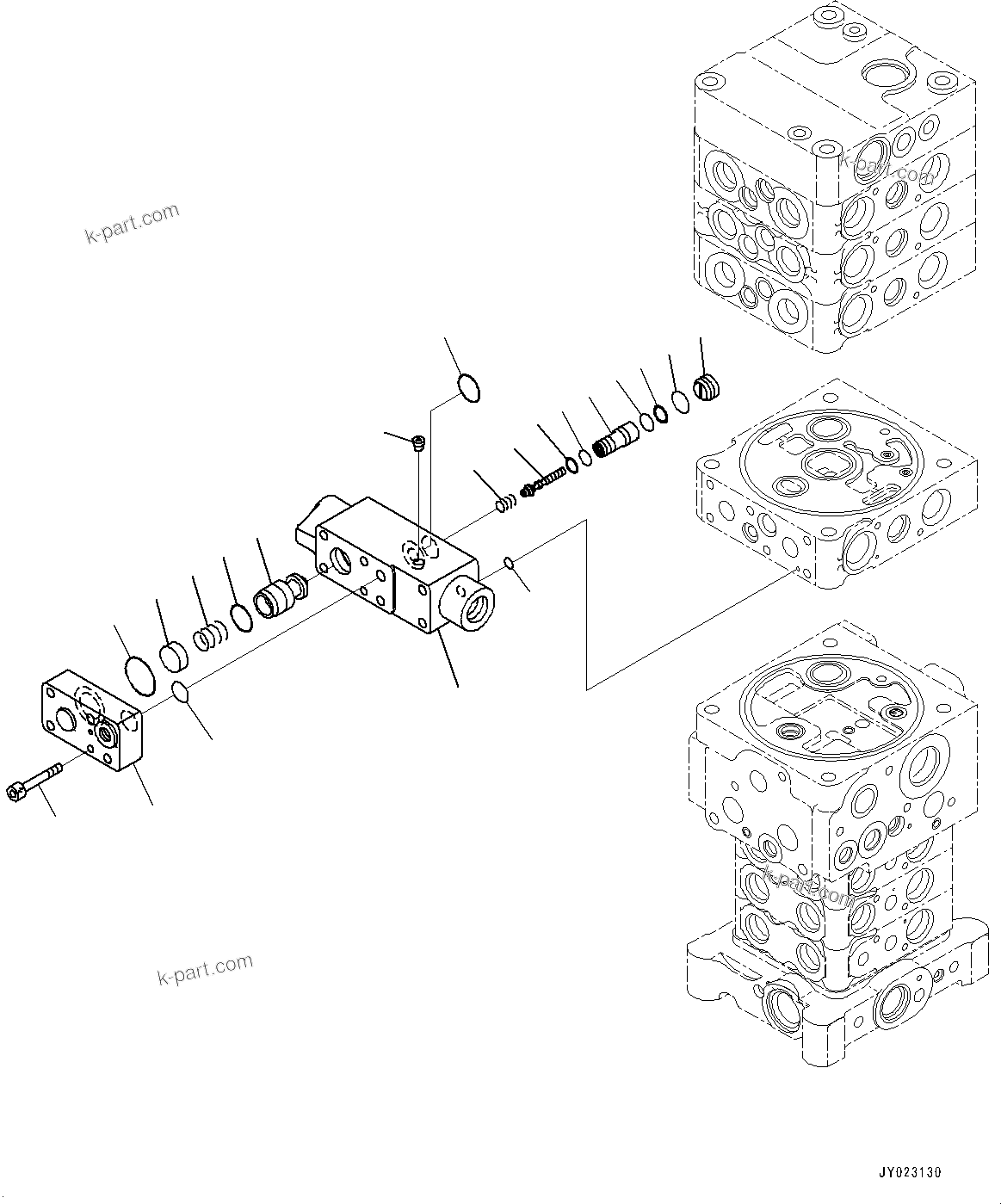 Komatsu parts book diagram for PC170LC-10 S/N 30001-UP: CONTROL VALVE, INNER PARTS (18/27) (#30001-)