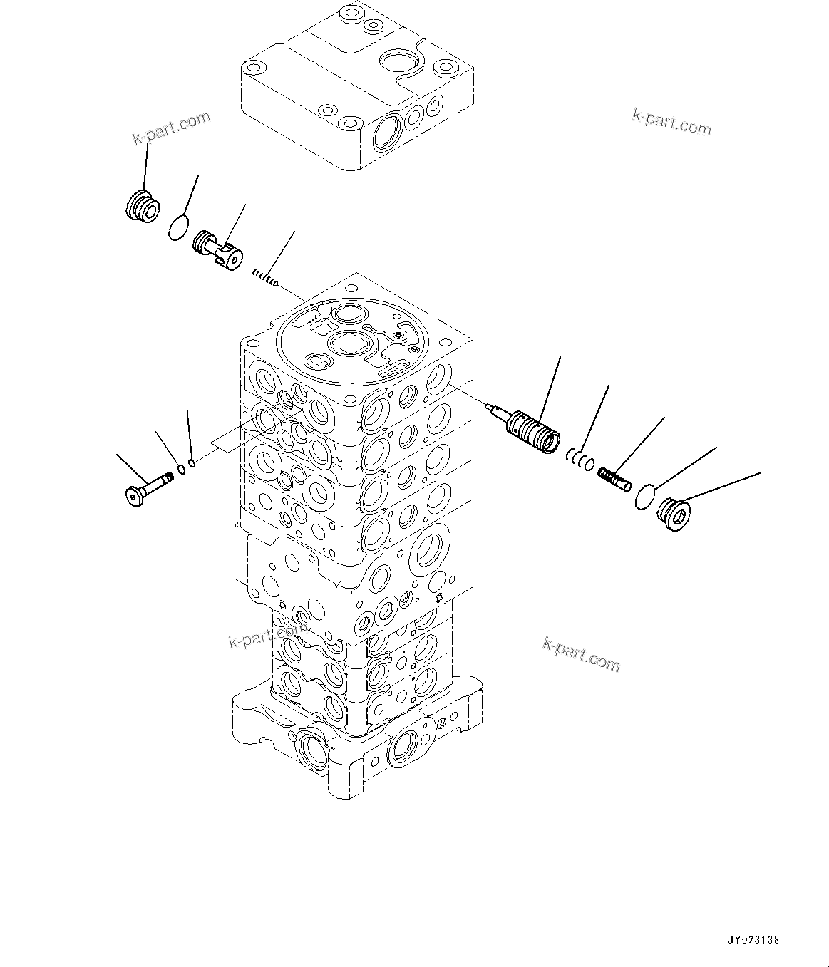Komatsu parts book diagram for PC170LC-10 S/N 30001-UP: CONTROL VALVE, INNER PARTS (26/27) (#30001-)