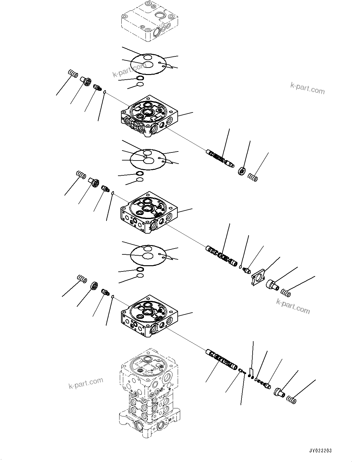 Komatsu parts book diagram for PC170LC-10 S/N 30001-UP: CONTROL VALVE, INNER PARTS (2/26) (#30001-)