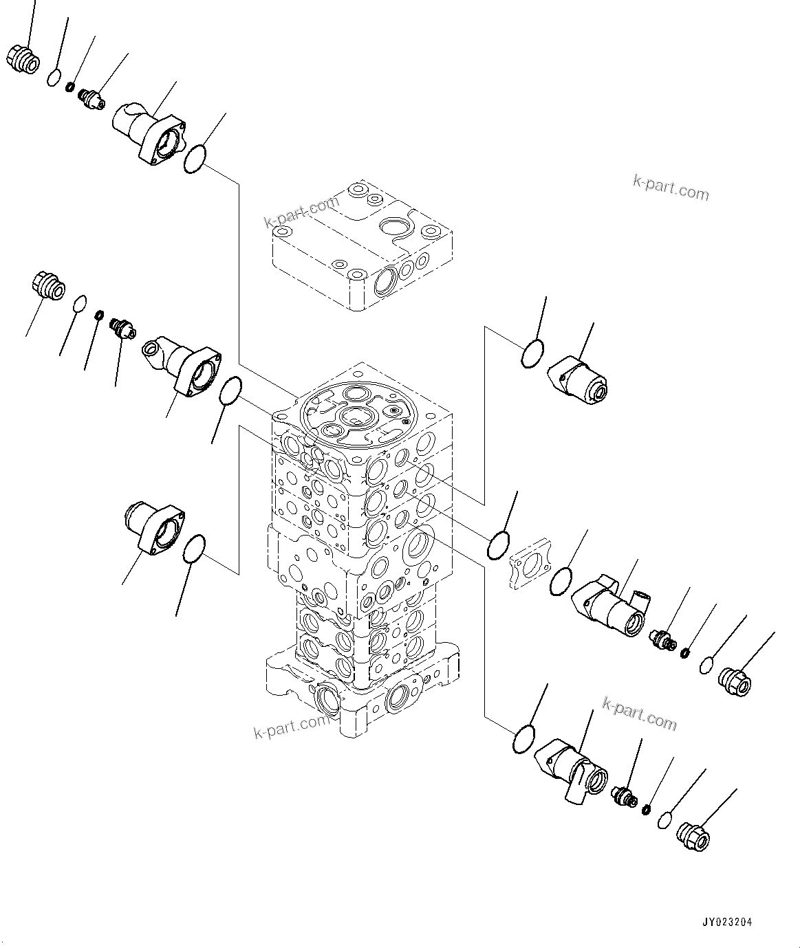 Komatsu parts book diagram for PC170LC-10 S/N 30001-UP: CONTROL VALVE, INNER PARTS (3/26) (#30001-)