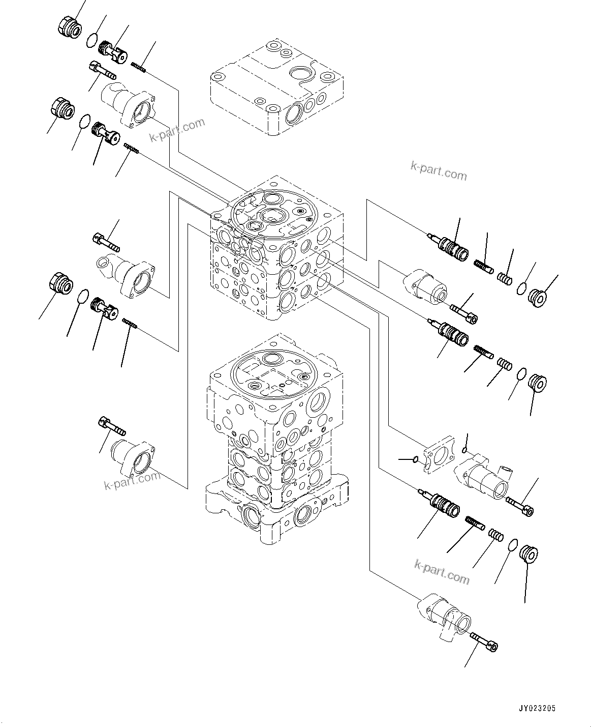 Komatsu parts book diagram for PC170LC-10 S/N 30001-UP: CONTROL VALVE, INNER PARTS (4/26) (#30001-)