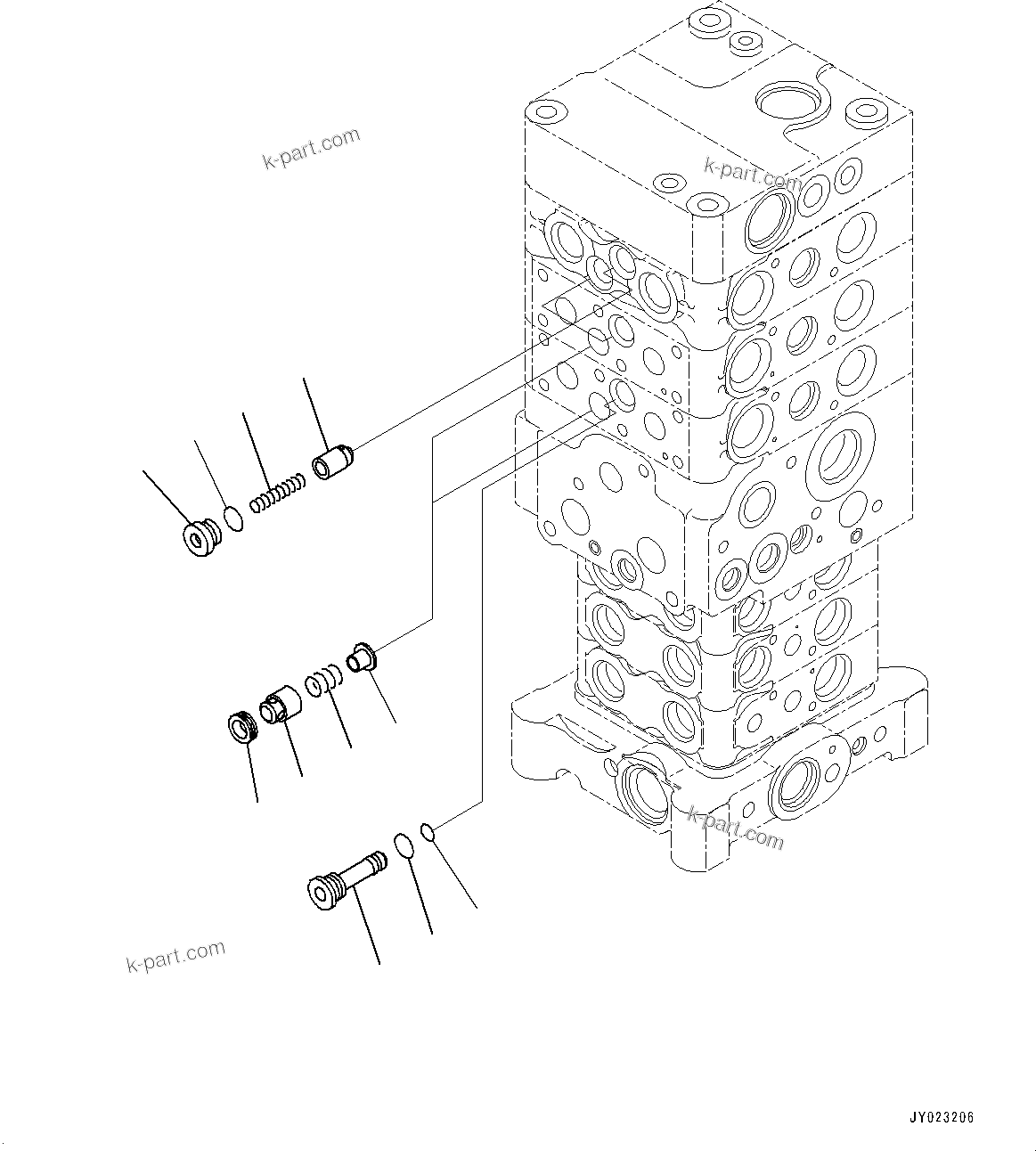 Komatsu parts book diagram for PC170LC-10 S/N 30001-UP: CONTROL VALVE, INNER PARTS (5/26) (#30001-)