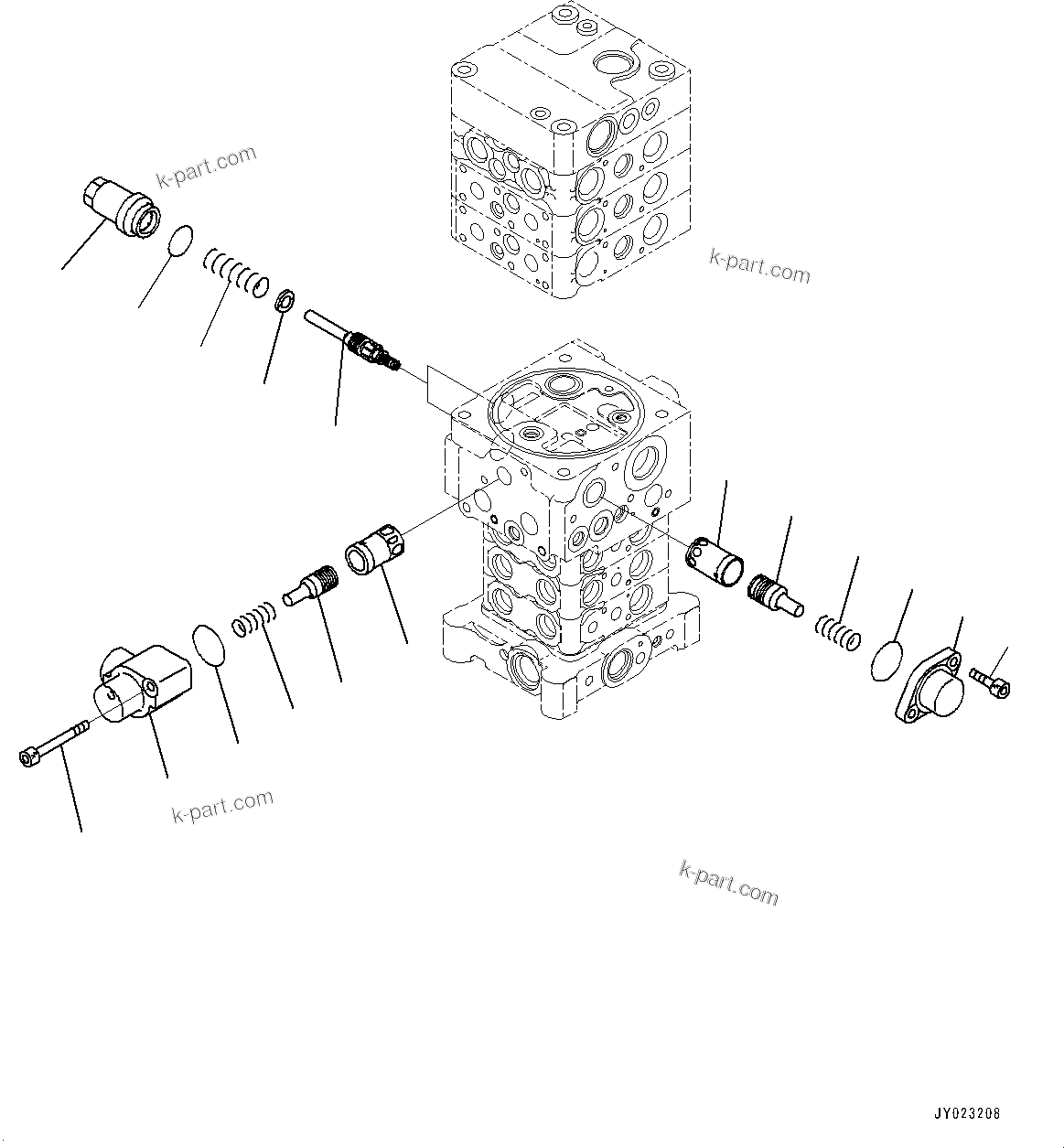 Komatsu parts book diagram for PC170LC-10 S/N 30001-UP: CONTROL VALVE, INNER PARTS (7/26) (#30001-)