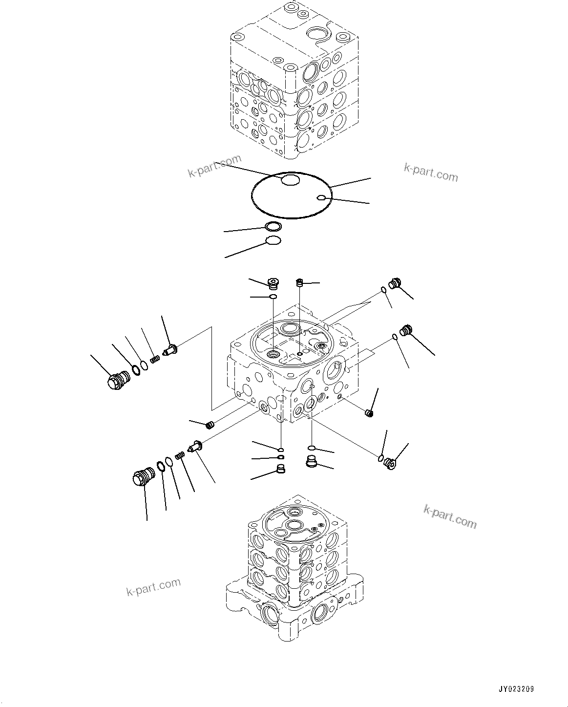 Komatsu parts book diagram for PC170LC-10 S/N 30001-UP: CONTROL VALVE, INNER PARTS (8/26) (#30001-)