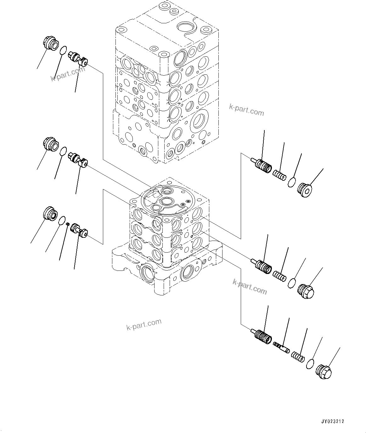 Komatsu parts book diagram for PC170LC-10 S/N 30001-UP: CONTROL VALVE, INNER PARTS (11/26) (#30001-)